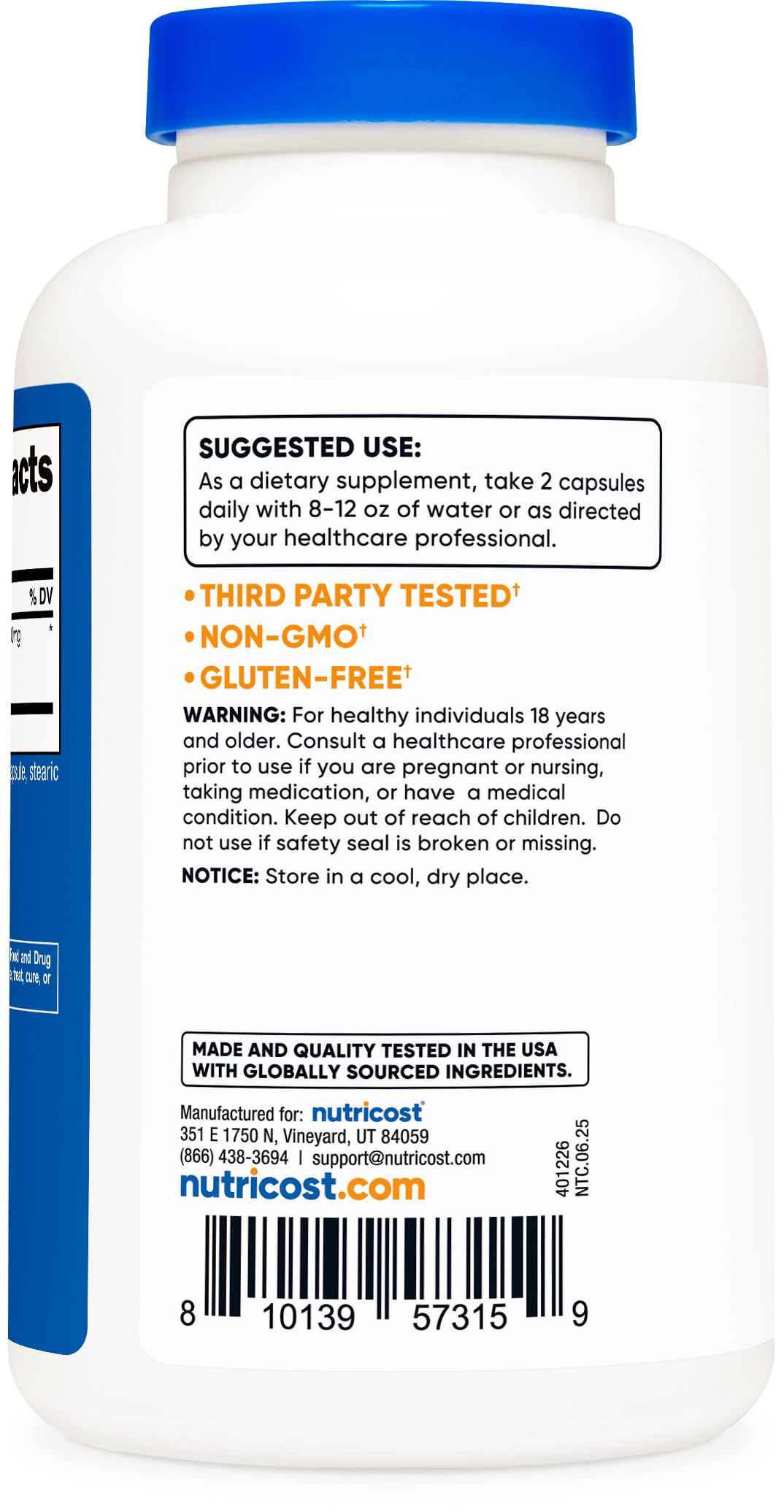 Suplemento Nutricost Panax Ginseng 1000 mg sin OMG y sin Gluten
