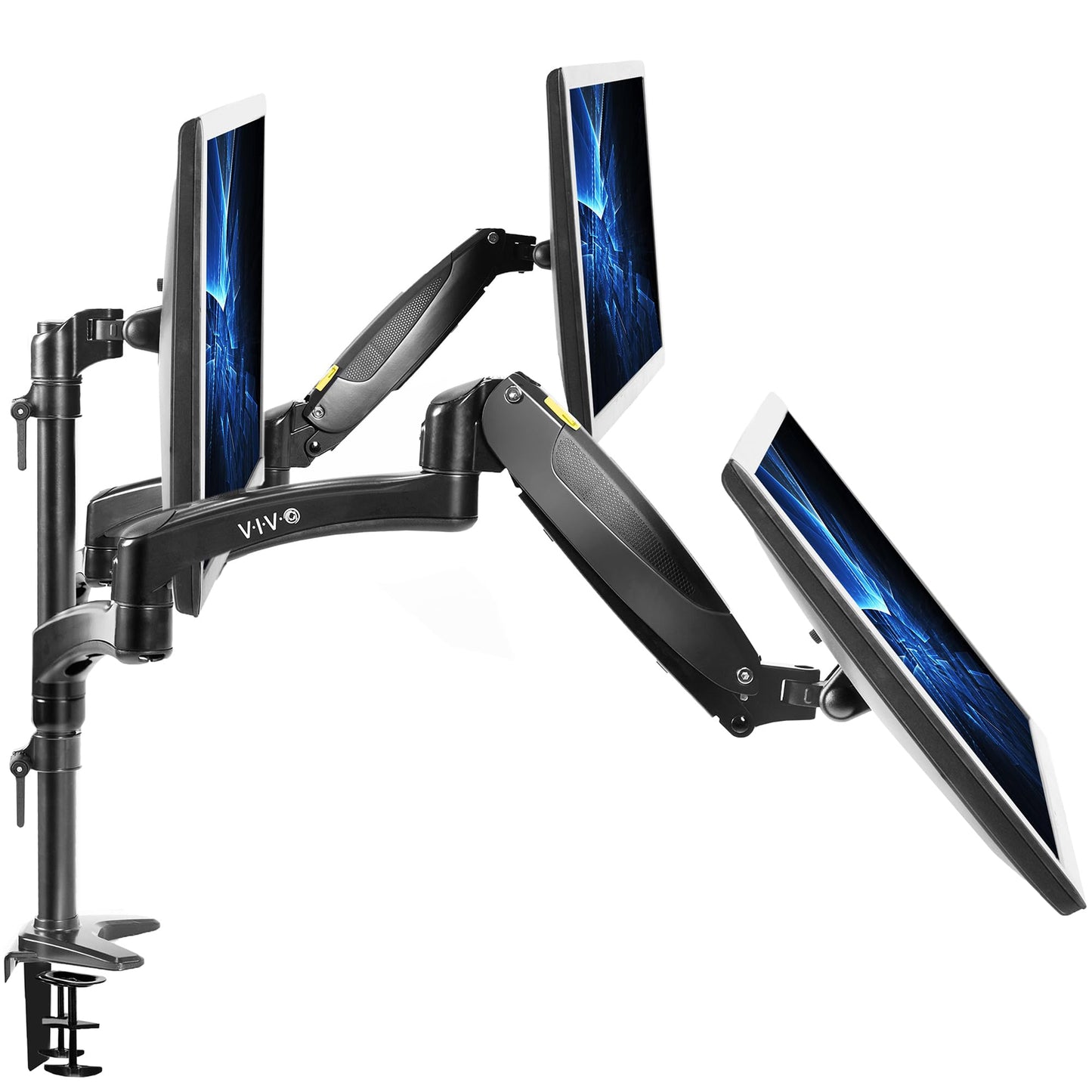 Soporte de Monitor Triple Vivo Negro ajustable para 3 Pantallas de hasta 32 Pulgadas