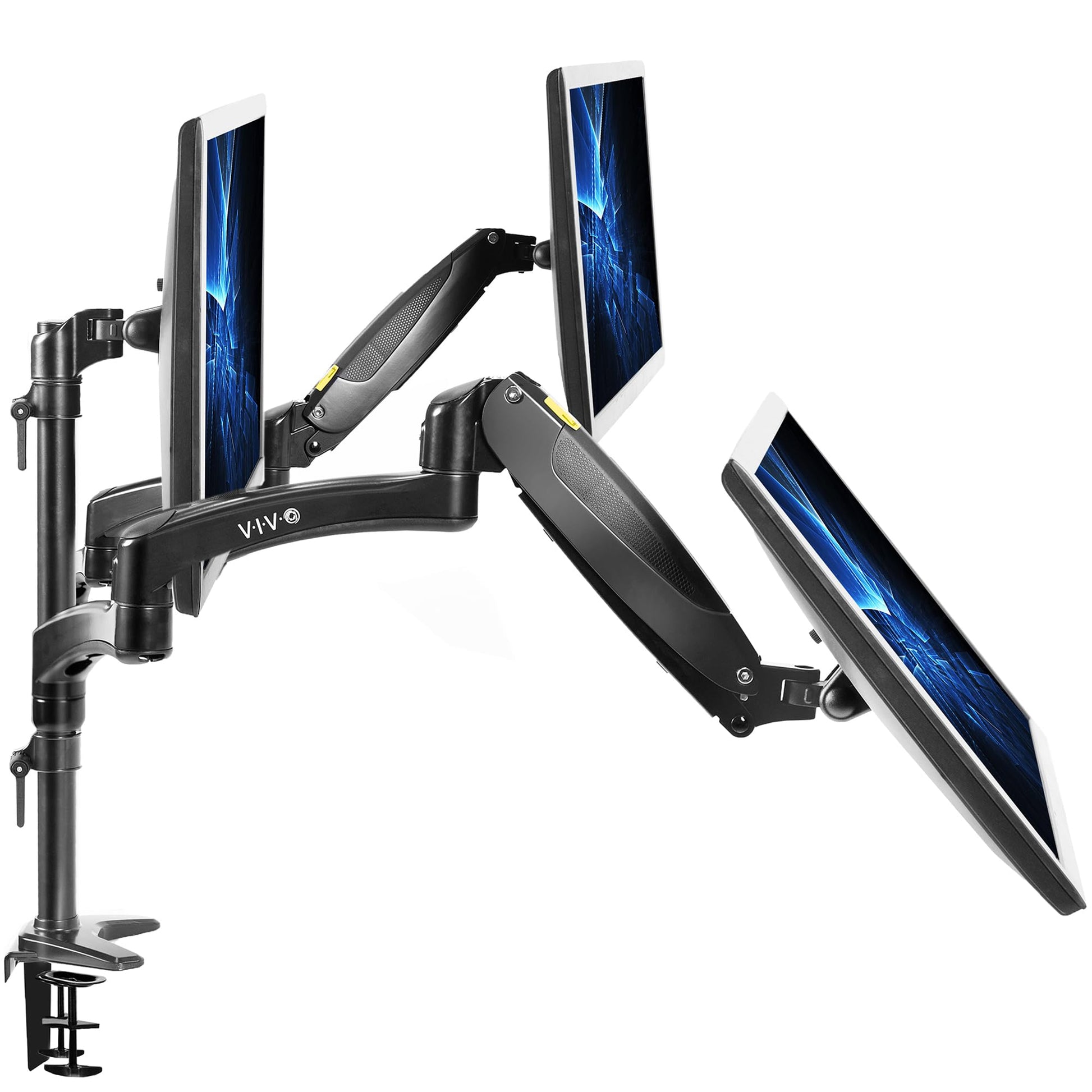 Soporte de Monitor Triple Vivo Negro ajustable para 3 Pantallas de hasta 32 Pulgadas