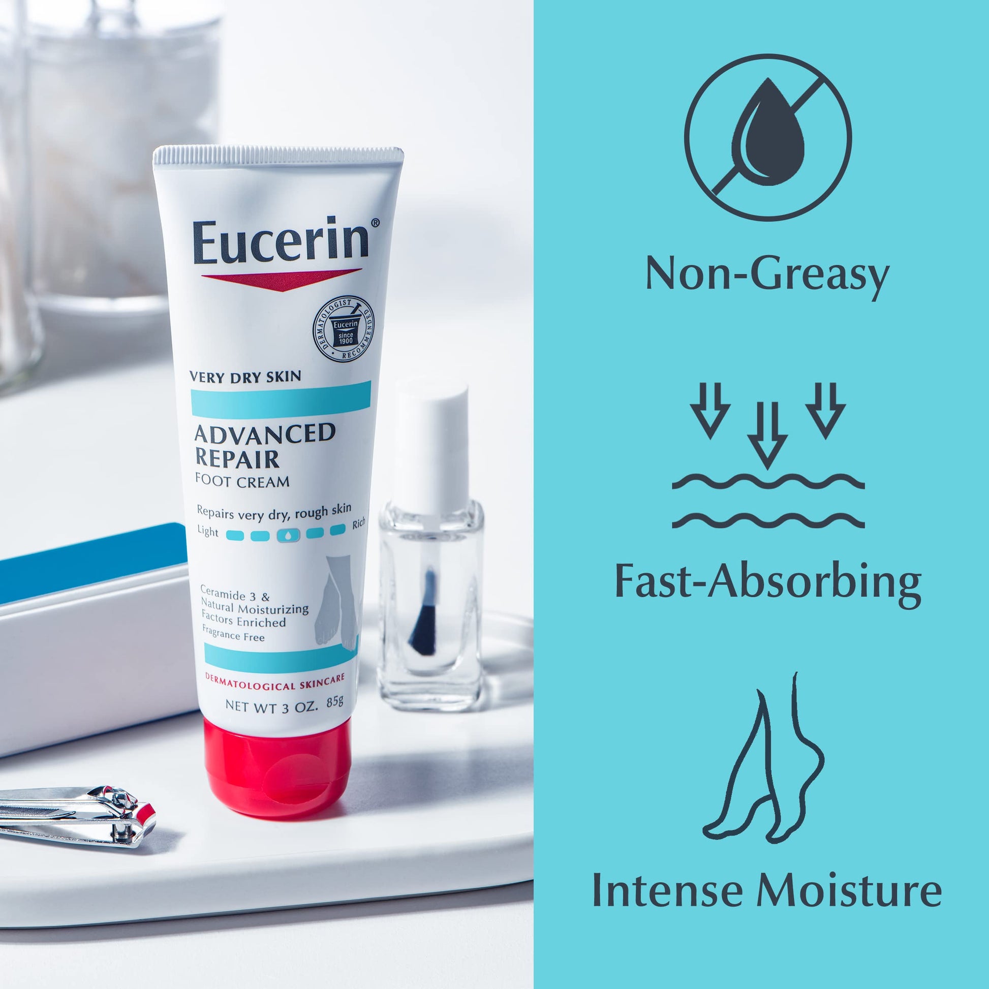 Eucerin Intensive Repair, Extra-Enriched Foot Creme, 3 Oz (Pack of 3)