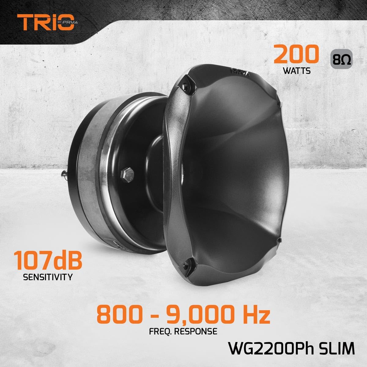 PRV AUDIO - driver de compresión de rango medio de salida de 2 pulgadas + bocina WG2200Ph Slim 200 vatios 8 ohmios 109 dB, bocina de aluminio de perfil poco profundo + driver fenólico de ferrita