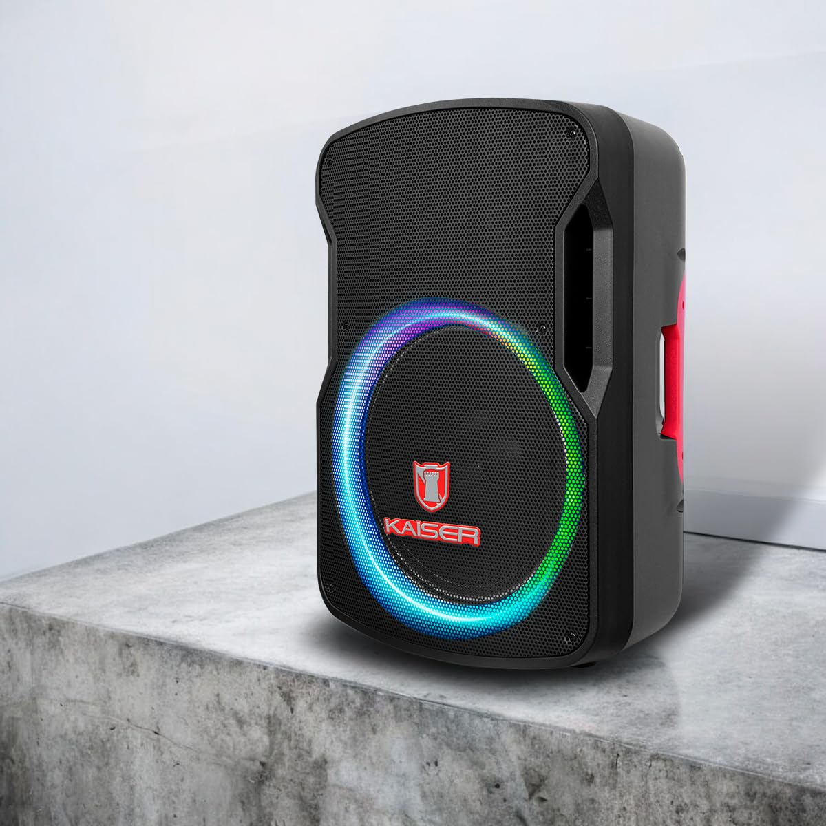 Kaiser Bocina Amplificada Inalámbrica con Micrófono Kit de Bocina Amplificada Inalámbrica Profesional 15" Pulgadas15.000 W PMPO con Bluetooth, Micrófono y Luz Multicolor MSA-7515MX