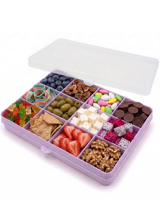 Melii Snackle Box | Contenedor de aperitivos dividido de 12 compartimentos, almacenamiento de alimentos sin BPA, divisores extraíbles, perfecto para botanas de niños, artes y manualidades, abalorio y