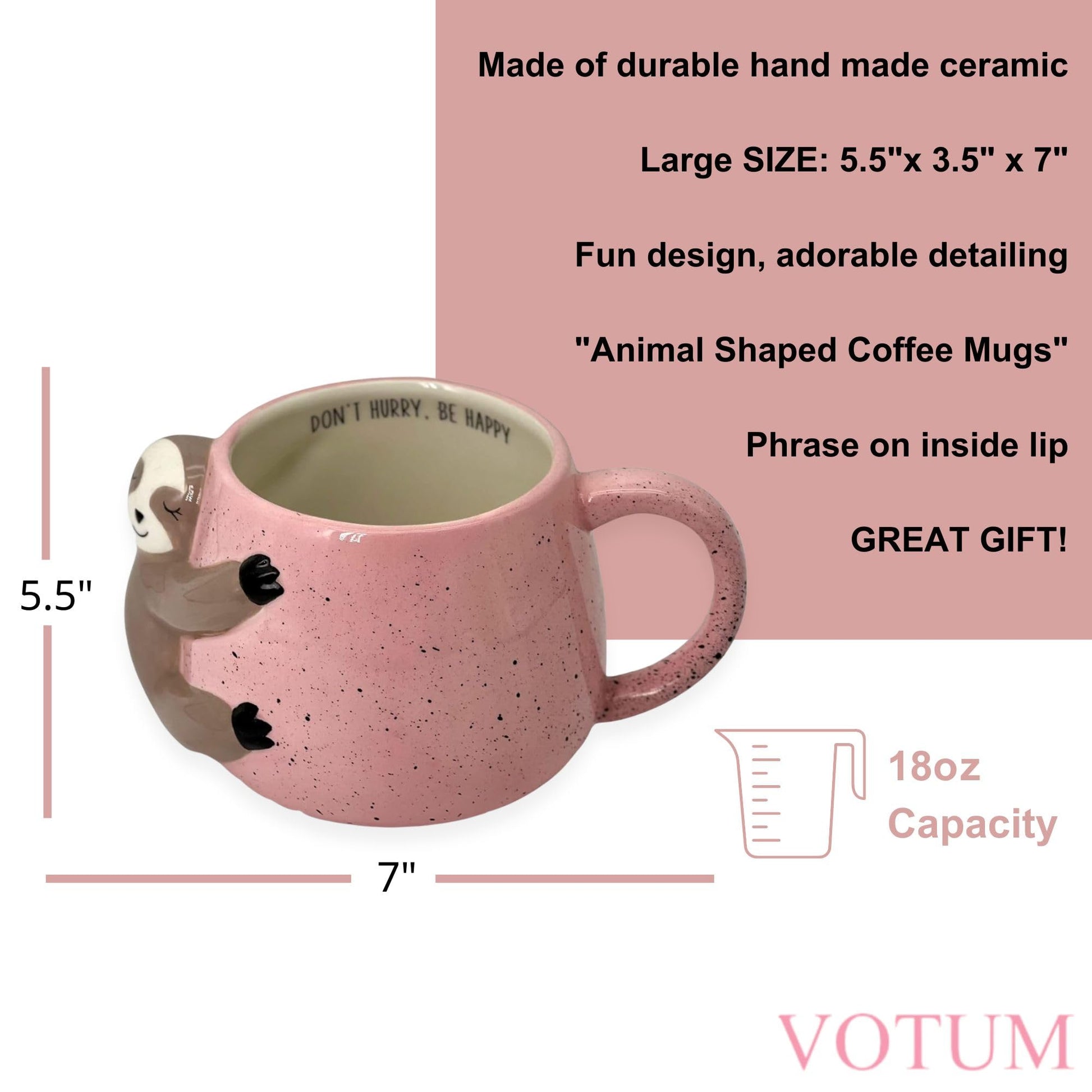 Tazas de Café de Cerámica VOTUM Blanca con Diseño Animal Hecha a Mano