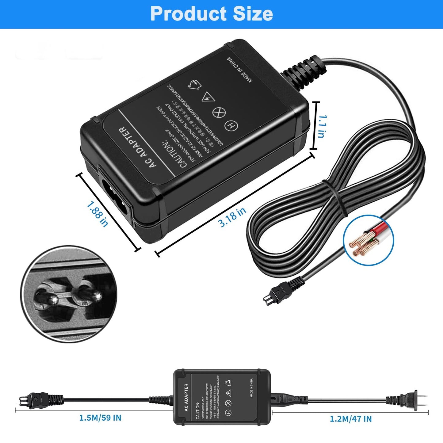 TKDY AC-L200 Camcorder Charger for Sony AC-L200 AC-L200C L200D AC-L25 AC-L25A AC-L25B AC-L25C, fit for Sony Handycam DVD105 DVD108 DVD203 DVD205 DVD305 DVD308 DVD610 DCR-HC85 DCR-HC90 Power Adapter.