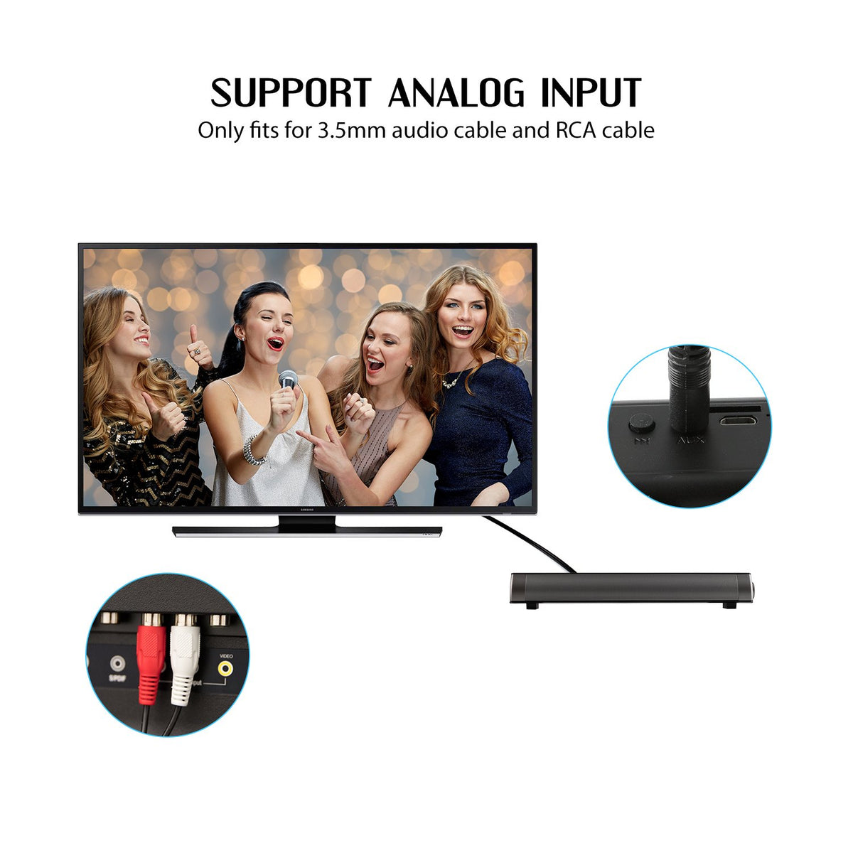 Barra de Sonido TV Soundbar Bluetooth Inalámbrico y con Cable Surround para Teatro en Casa