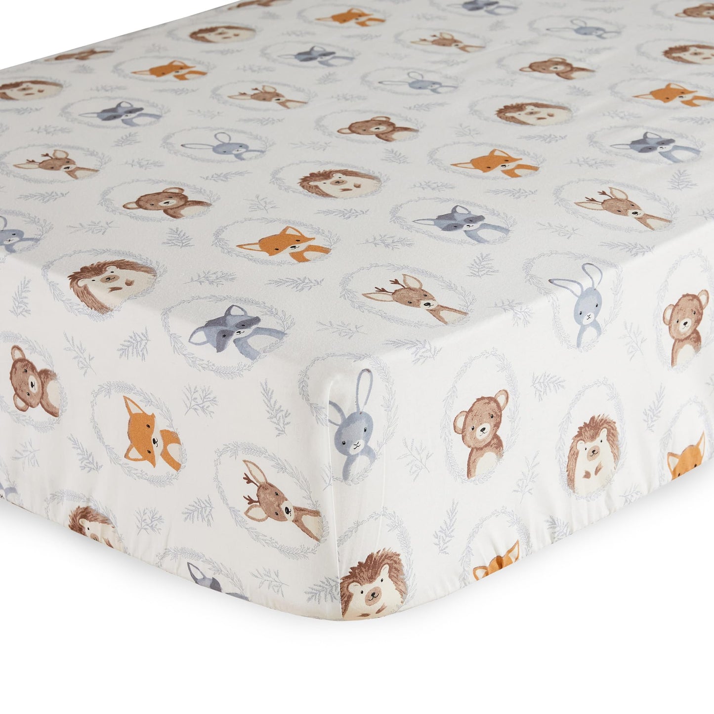 Levtex Baby - Juego de cama para cuna Forest Friends - Juego de guardería para bebé - Gingham - Azul y blanco - Retratos de animales - Set de 5 piezas incluye edredón, dos sábanas ajustables, adhesivo
