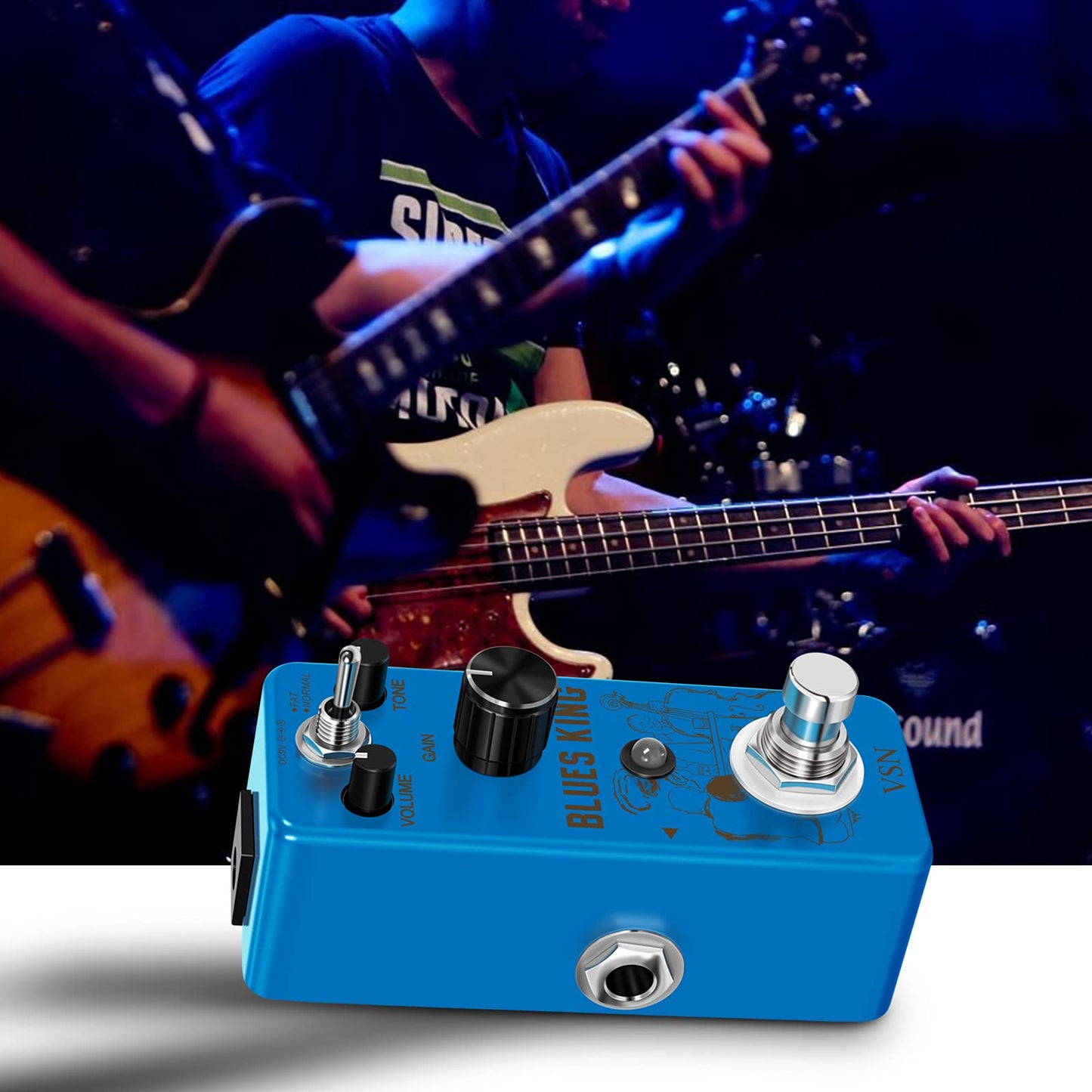 Pedal de Guitarra VSN Bluesy Blues Style Distortion Fat&Normal 2 Modes