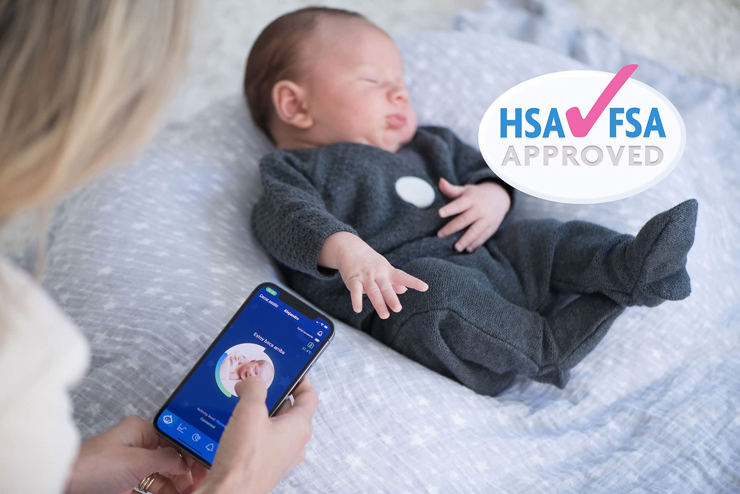 Monitor de Respiración MonBaby Azul con Conexión Bluetooth de Baja Energía para Bebé