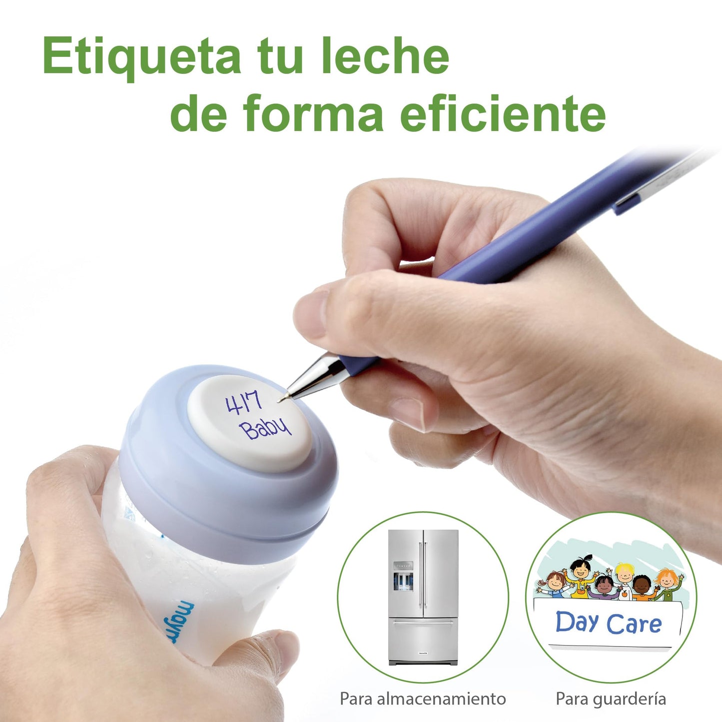 Biberón de alimentación y recolección para almacenamiento de leche Maymom de boca ancha con tetina, tapa tipo cúpula, tapa superior y disco de sellado SureSeal; compatible con extractores Spectra/Luna; 4.7 oz / 140 mL, 2 piezas y 9 oz / 280 mL, 2 piezas