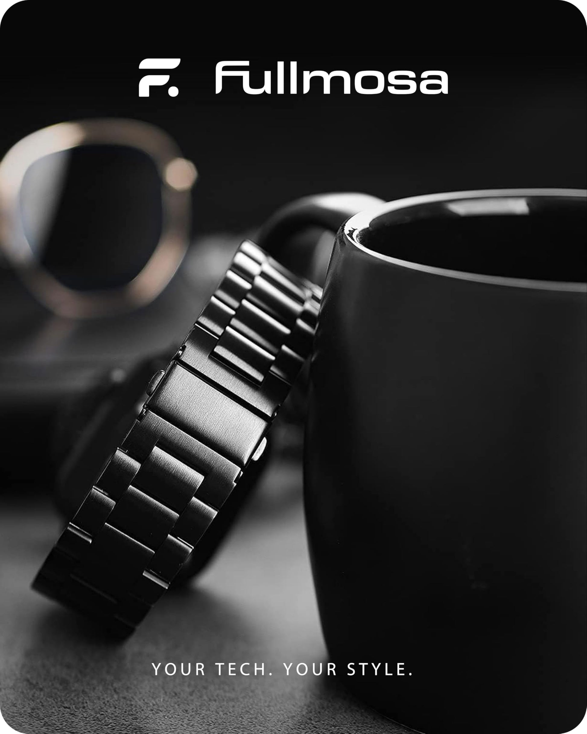 Fullmosa Correa Compatible Con Apple Watch 44mm 46mm 45mm 49mm 40mm 42mm 41mm 38mm,Pulsera Acero Inoxidable con Case Para iWatch SE/Ultra/Series 10/9/8/7/6/5/4/3/2/1,44mm 42mm 45mm Negro