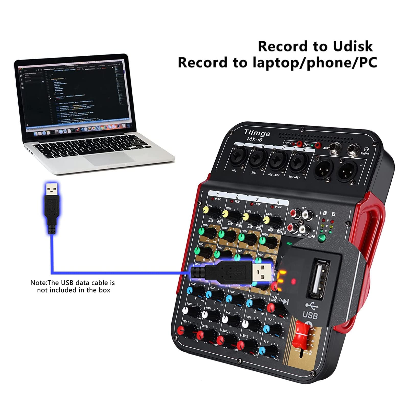 Consola Mezcladora Tgoon Negra con Control de Volumen Independiente para DJ
