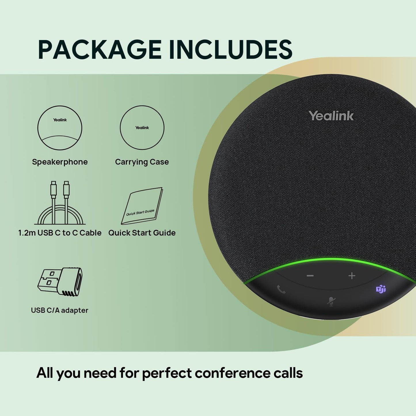 Yealink Sp92 - Altavoz de conferencias y micrófonos con micrófono certificado con cancelación de ruido Al 20 horas de tiempo de llamada USB para sala de reuniones pequeña, altavoz Bluetooth para