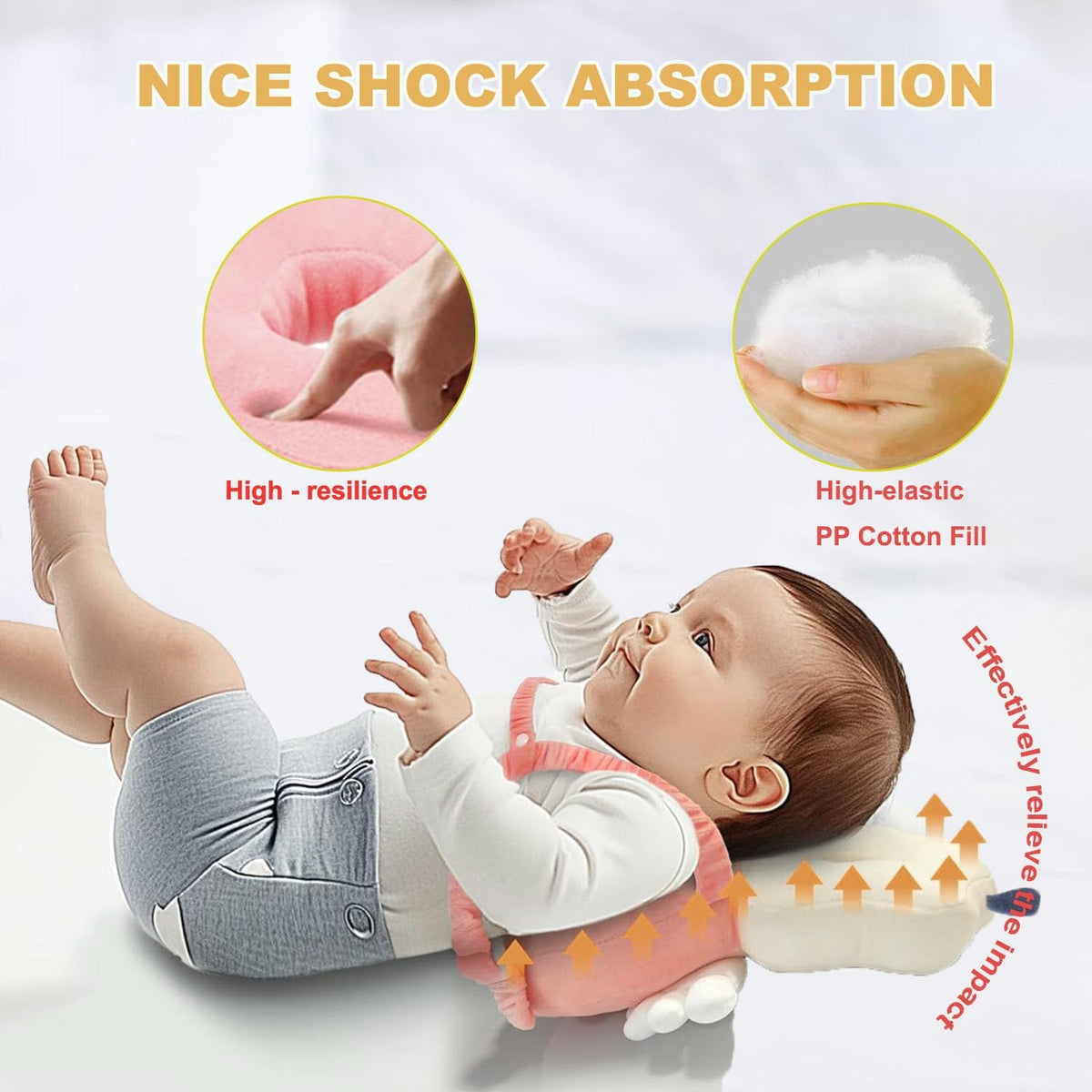 Mochila protectora para la cabeza del bebé, mochila de protección para la cabeza del bebé con rodilleras para bebé, función de alarma para caminar y gatear, suave, transpirable y de seguridad
