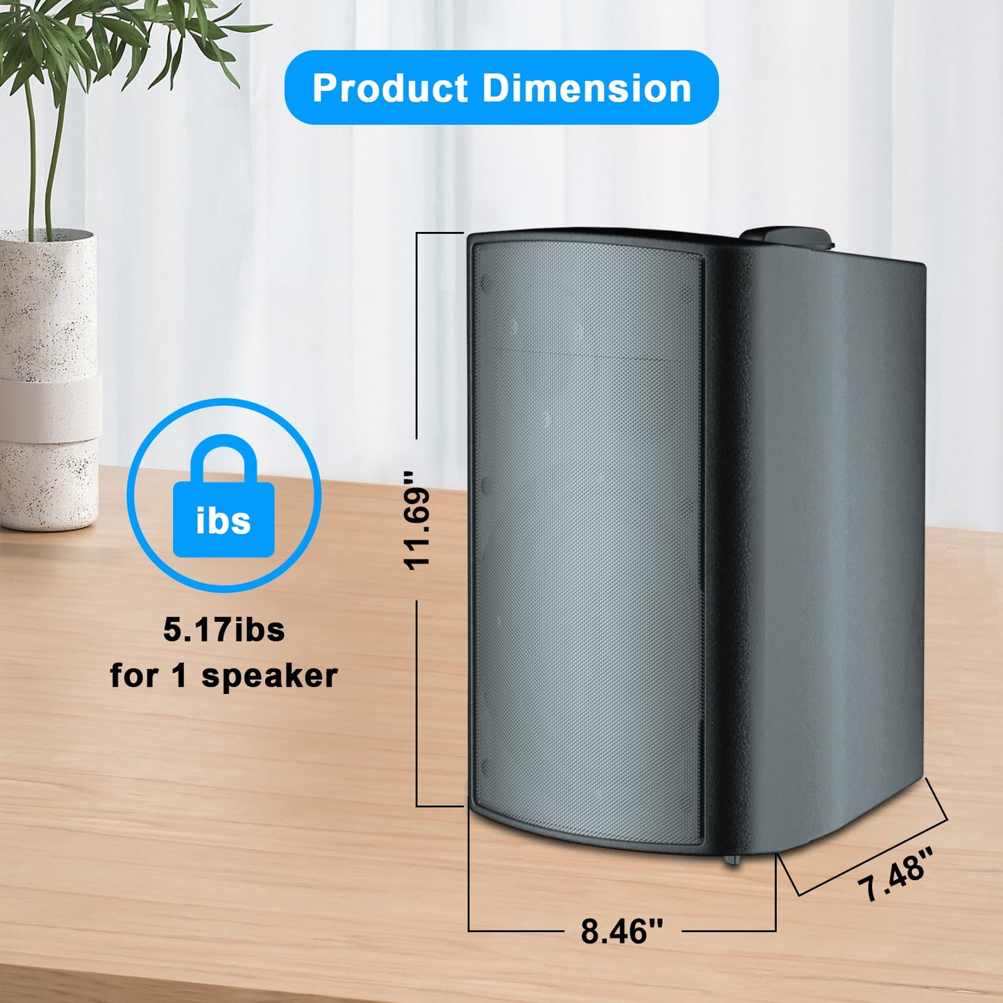 STUDIOFINIX 800W 6.5 Inch Bluetooth Altavoces de Exterior con Amplificador Multifuncional Sistema de Altavoces de Pared Resistente a la Intemperie para Patio Jardín Piscina Casa (4 Altavoces, Negro)