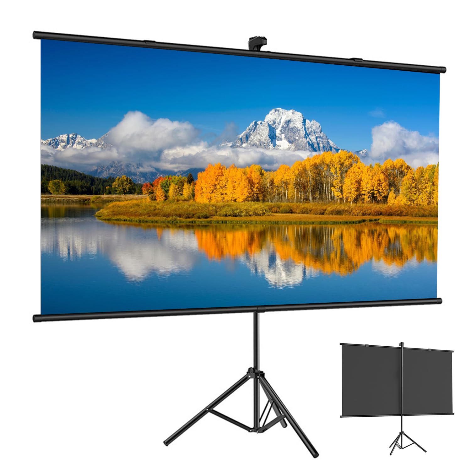 Pantalla para Proyector, Pantalla de Proyector Retractil, 84 Pulgadas 16:9, con Soporte Altura Ajustable, Antiarrugas y Plegable, Ideal Para Cine en Casa, PelíCulas de Interior/Exterior (84 Pulgadas)