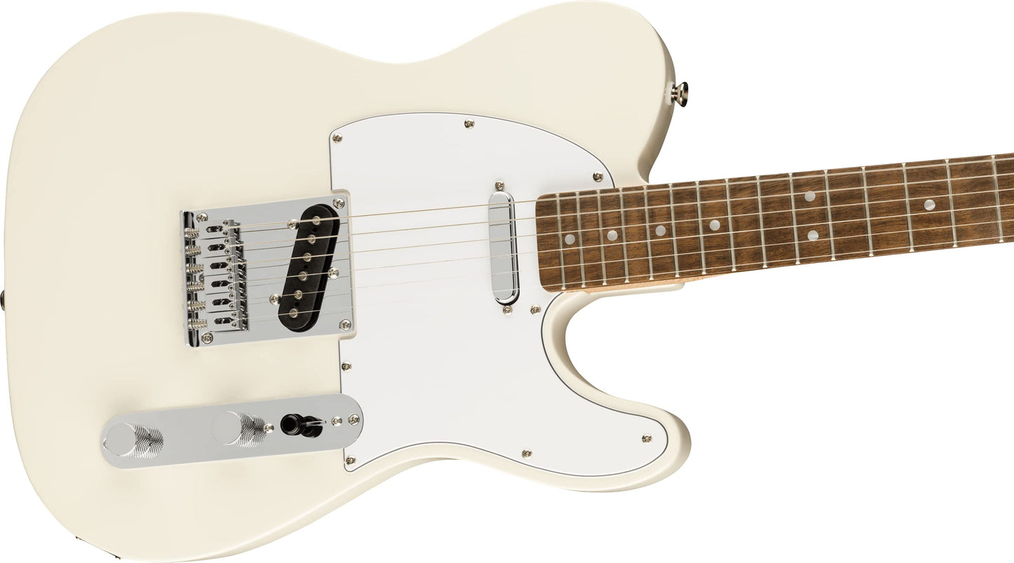 Squier Affinity Series Telecaster Guitarra eléctrica, con 2 años de garantía, blanco olímpico, diapasón Laurel