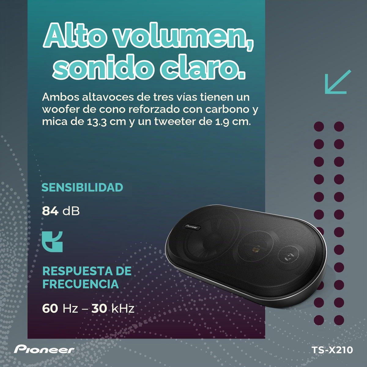 Altavoces de Montaje en Superficie Pioneer TS-X210 Negro 3 Vías 100 W