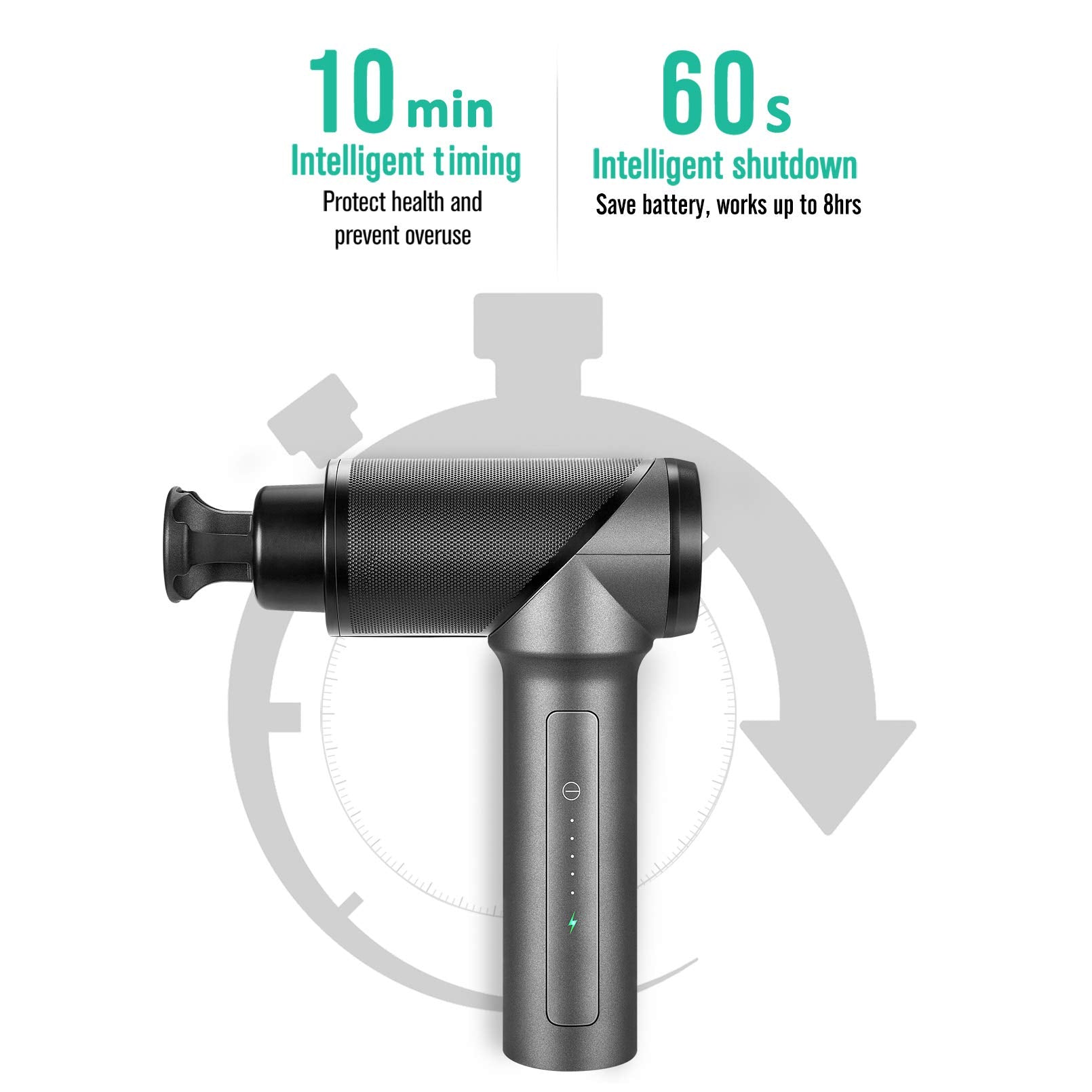 Medcursor Pistola de masaje de tejido profundo percusión muscular, mini masajeador para aliviar el dolor, masajeador de cuerpo eléctrico de mano para deportes portátil súper silencioso motor sin escobillas, gris