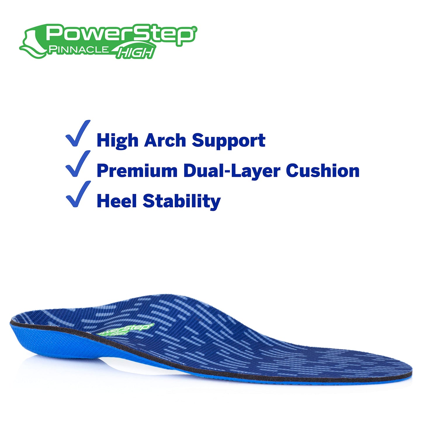 Plantillas PowerStep Azul Verde Oscuro Arco Alto Ortopédico para Mujer y Hombre
