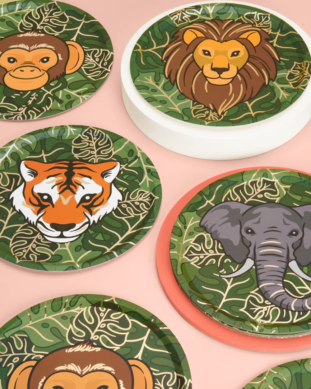 Platos de Papel xo, Fetti Jungle Dorado Safari 9 Pulgadas Paquete de 24