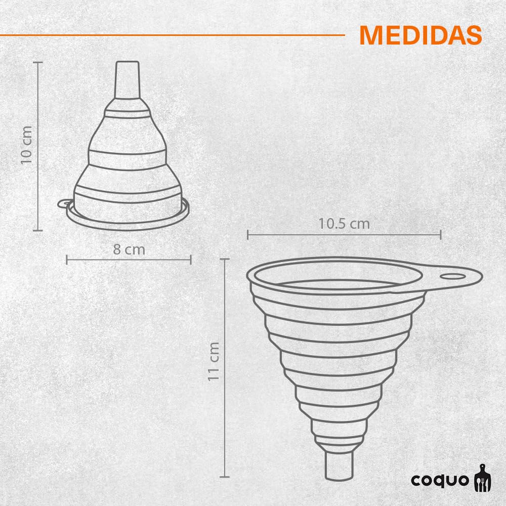 COQUO - Set 2 Piezas - Embudos Plegables de Silicón Calidad Premium (Verde)