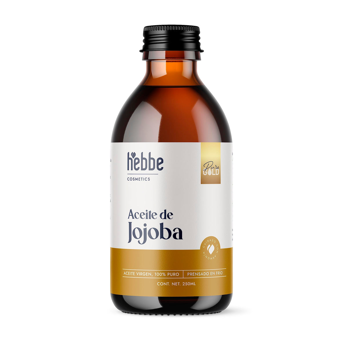HEBBE | Aceite De Jojoba 250 ml | Orgánico Prensado En Frío Para Cabello Y Piel | Hidratante Facial Para Piel Mixta Y Grasa | Regula Sebo Fortalece Cabello