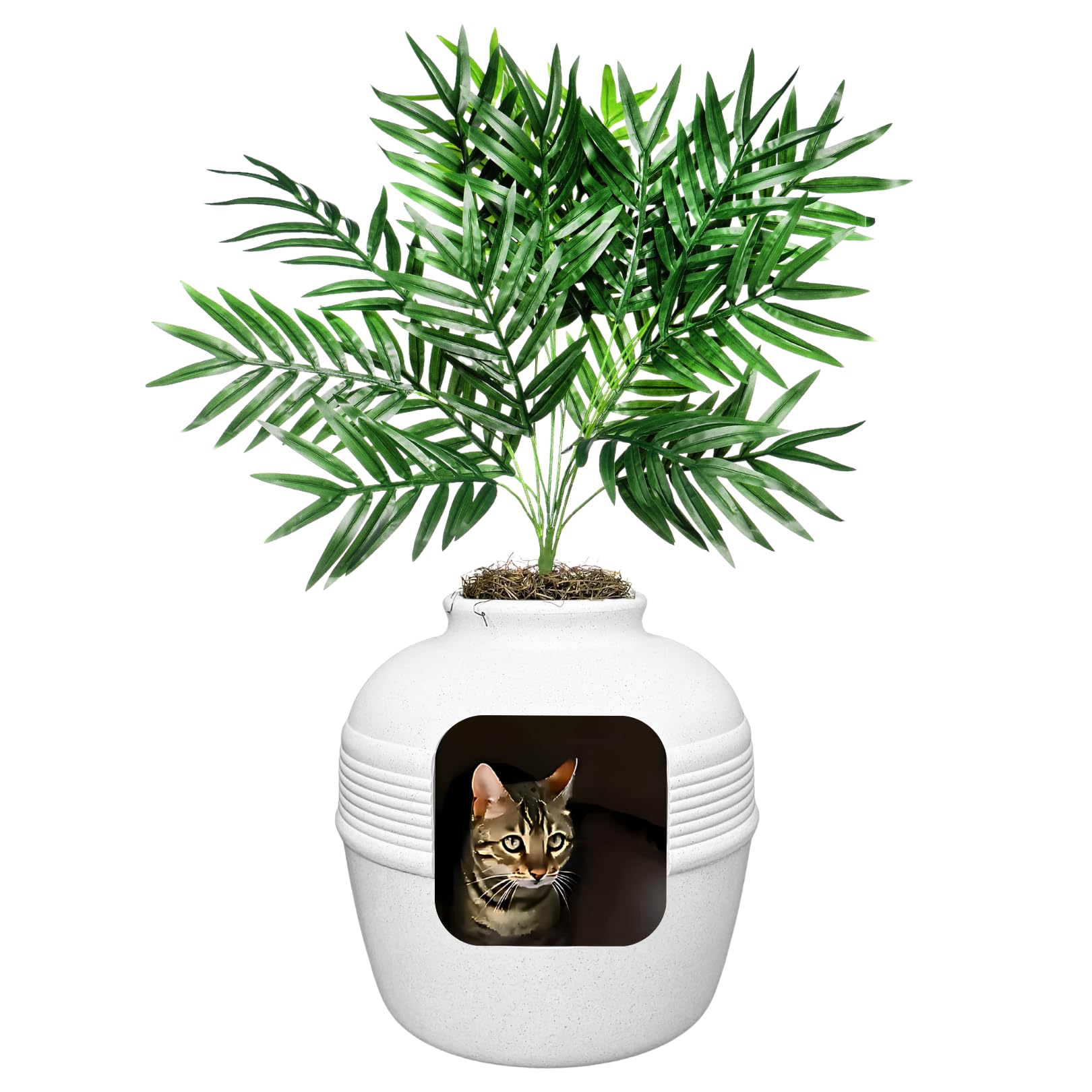 Good Pet Stuff, La Caja de Arena Oculta Original, Plantas Artificiales y Caja de Arena para Gatos Cerrada, Filtro ventilado y Olor, fácil de Limpiar, Abedul Blanco