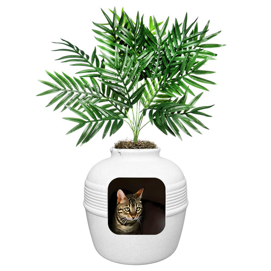 Good Pet Stuff, La Caja de Arena Oculta Original, Plantas Artificiales y Caja de Arena para Gatos Cerrada, Filtro ventilado y Olor, fácil de Limpiar, Abedul Blanco