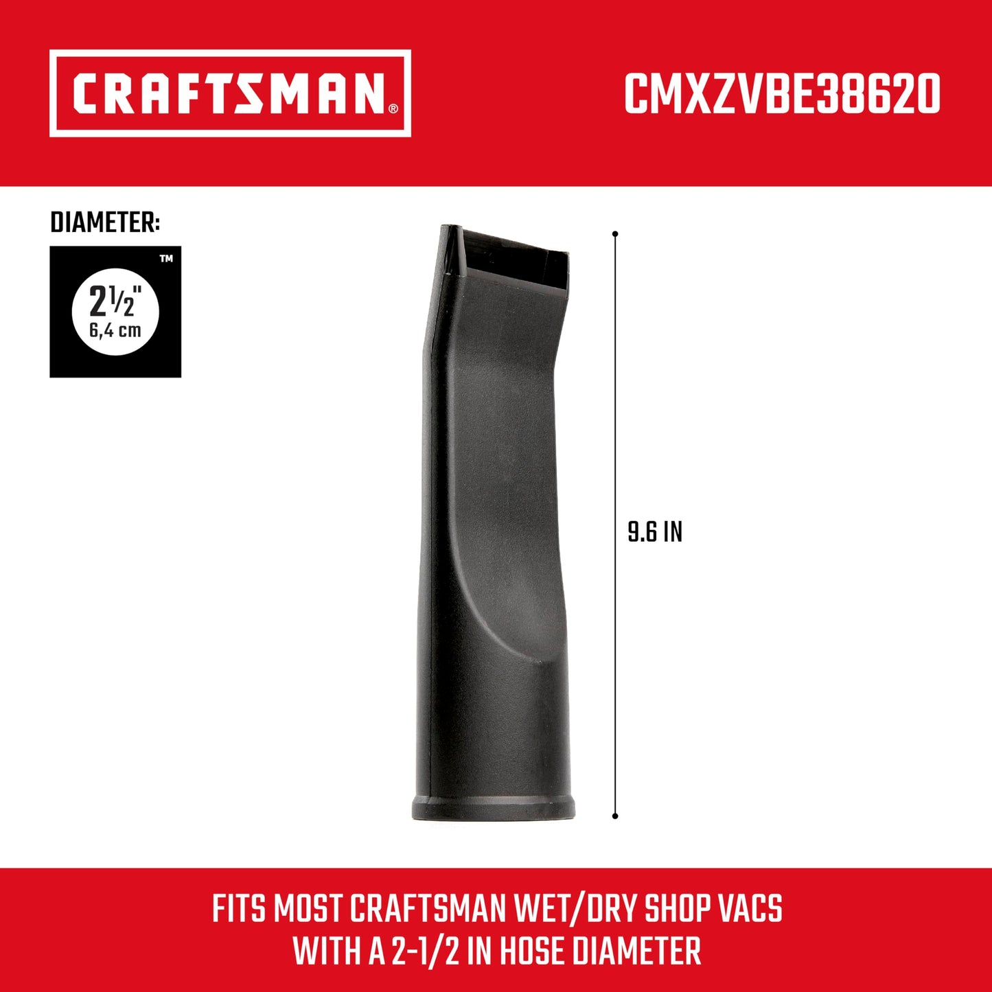 Craftsman CMXZVBE38620 2-1/2 Pulgadas. Boquilla de Coche para aspiradora húmeda/Seca