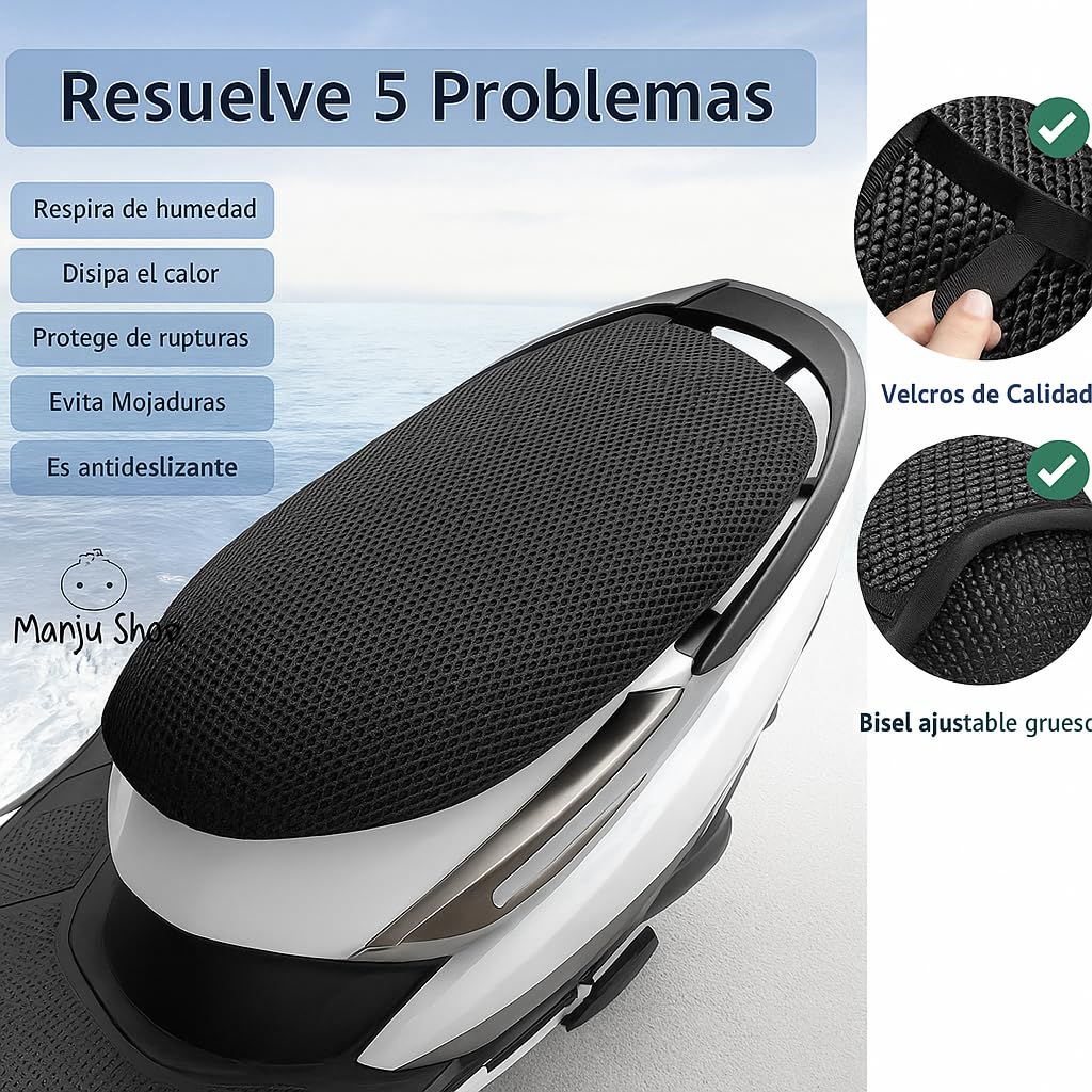 G&G MERCADO DE MOTOPARTES Funda Mesh Cubre Asiento Malla para Moto Termica Universal L