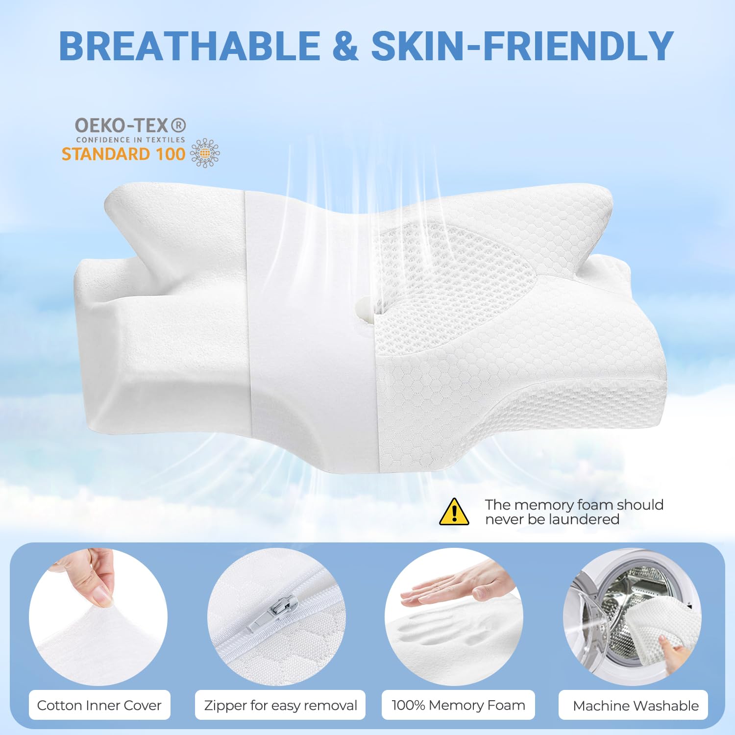 Almohada Cervical Elviros Viscoelástica Contorno Ortopédica Ergonómica