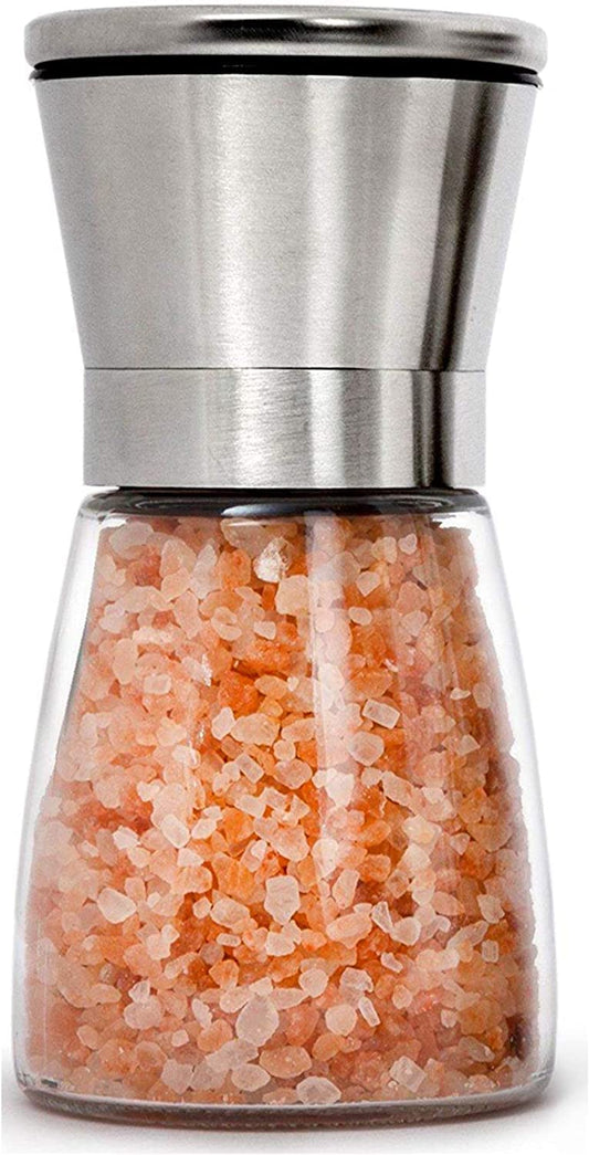 JoalGfda Juego de molinillo de sal y pimienta, molinillo de sal marina de cerámica ajustable y molinillo de pimienta de acero inoxidable, salero y pimentero de vidrio Molinillo de sal (160ml 1 pcs)