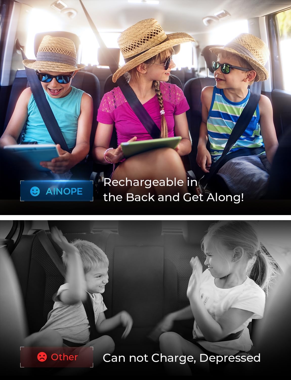 AINOPE Cargador USB de Coche Multi Puerto, 108W Rápido USB C Cargador de Coche PD 36W & QC3.0 Esencial para Viajes Largos Niños con Cable de 5FT para iPhone 16 15 Pro MAX 14/iPad/Samsung S24