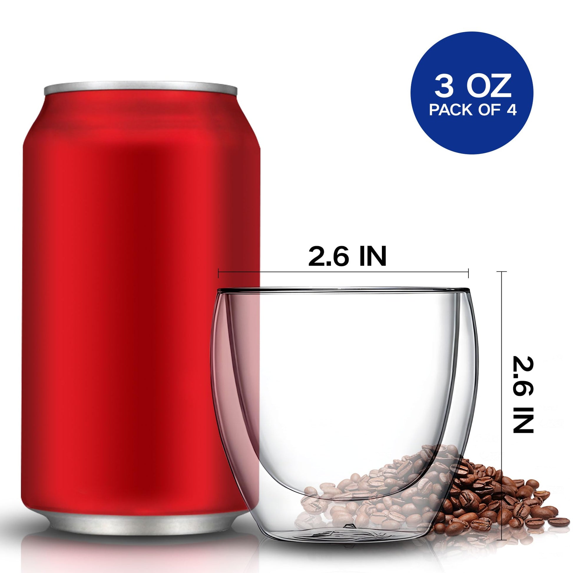 Juego de Tazas de Café YMMIND Vidrio Transparente de Doble Pared y Borosilicato Aislado para Bebidas Calientes o Frías