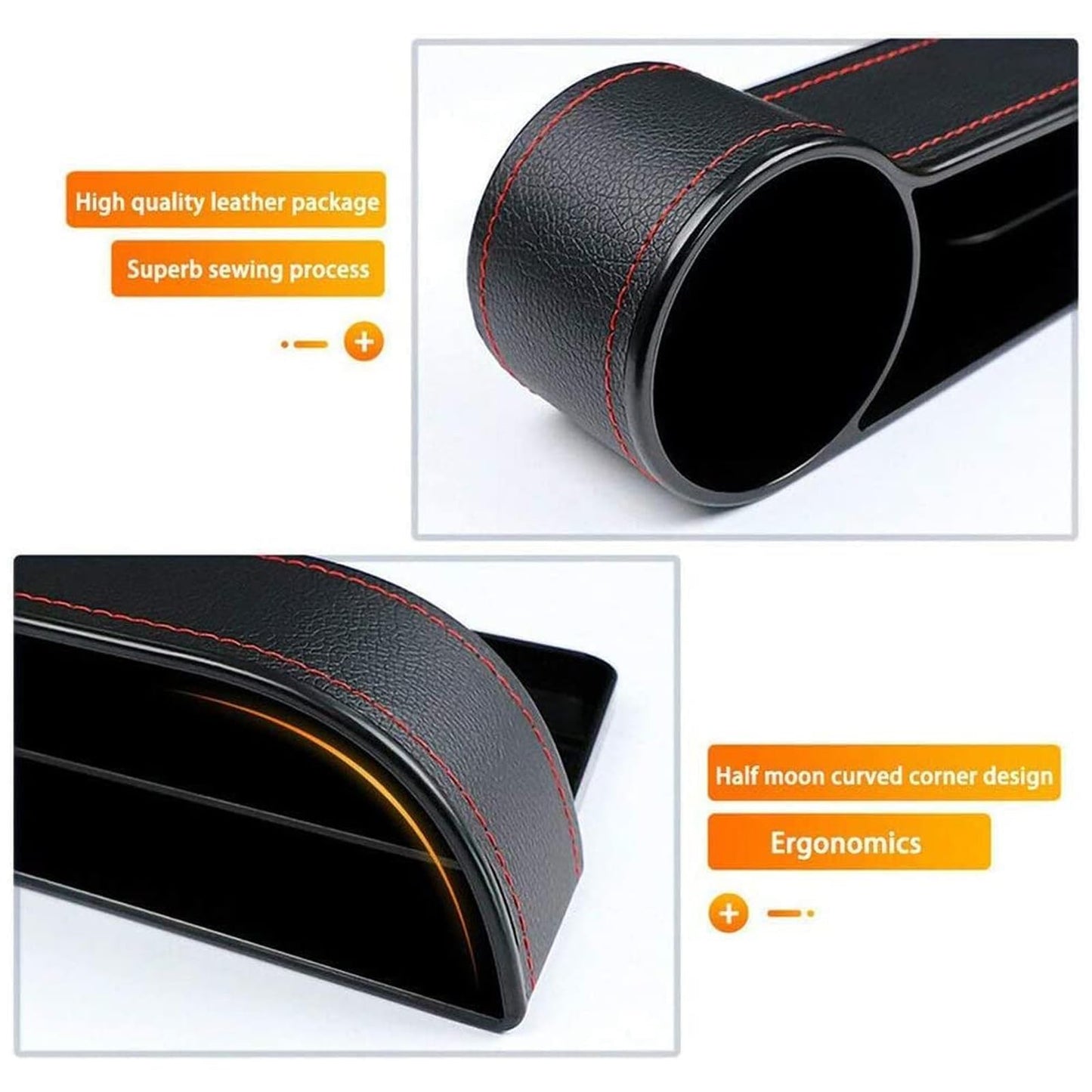 Organizador De Relleno De Espacio Para Asiento De Coche, 2PCS Universal De Piel De Espacio Para Asiento De Coche Caja Con Soporte Para Taza Para TeléFonos Celulares Llaves Tarjetas Carteras