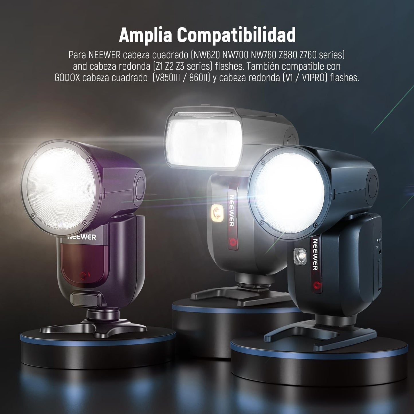 NEEWER Catch Light Reflector, Modificador Luz Silicona Magnética para NEEWER NW620 NW700 NW760 Z880 Z760 Flash Cabeza Cuadrada & Z1 Z2 Cámara Cabeza Redonda Speedlite,Aro Adaptador No Incluido, CRS16