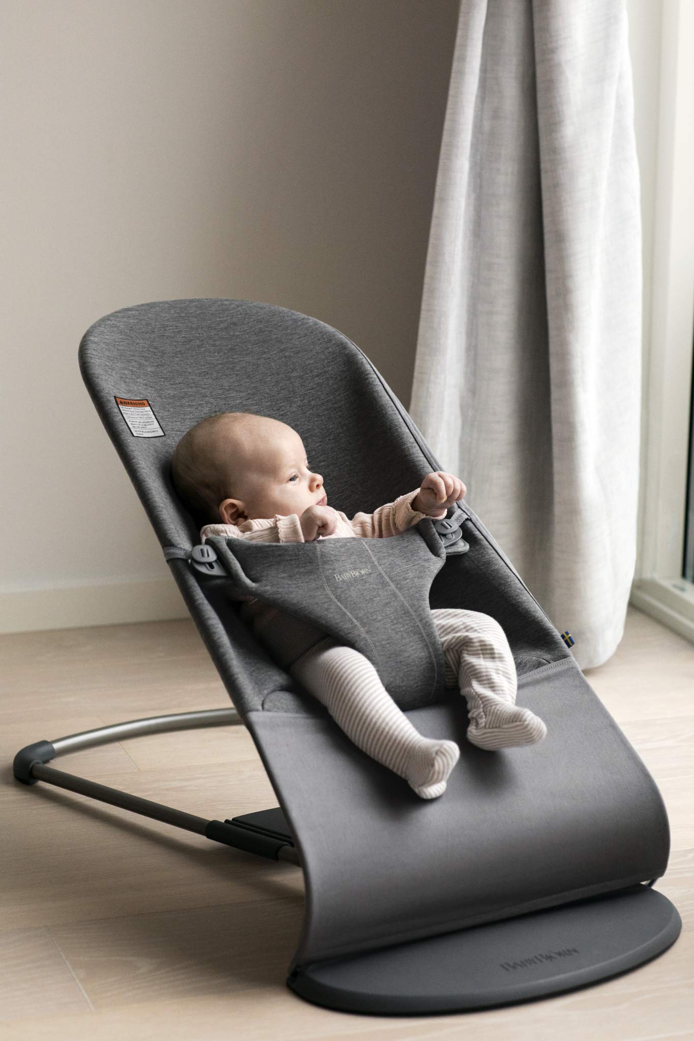 BabyBjörn Bouncer Bliss, Charcoal Gray, 3D Jersey 2-in-1 Adjustable Baby Bouncer Seat and Toddler Chair, Newborn to Toddler (8-29 lbs), 4 positions, Lightweight & Portable