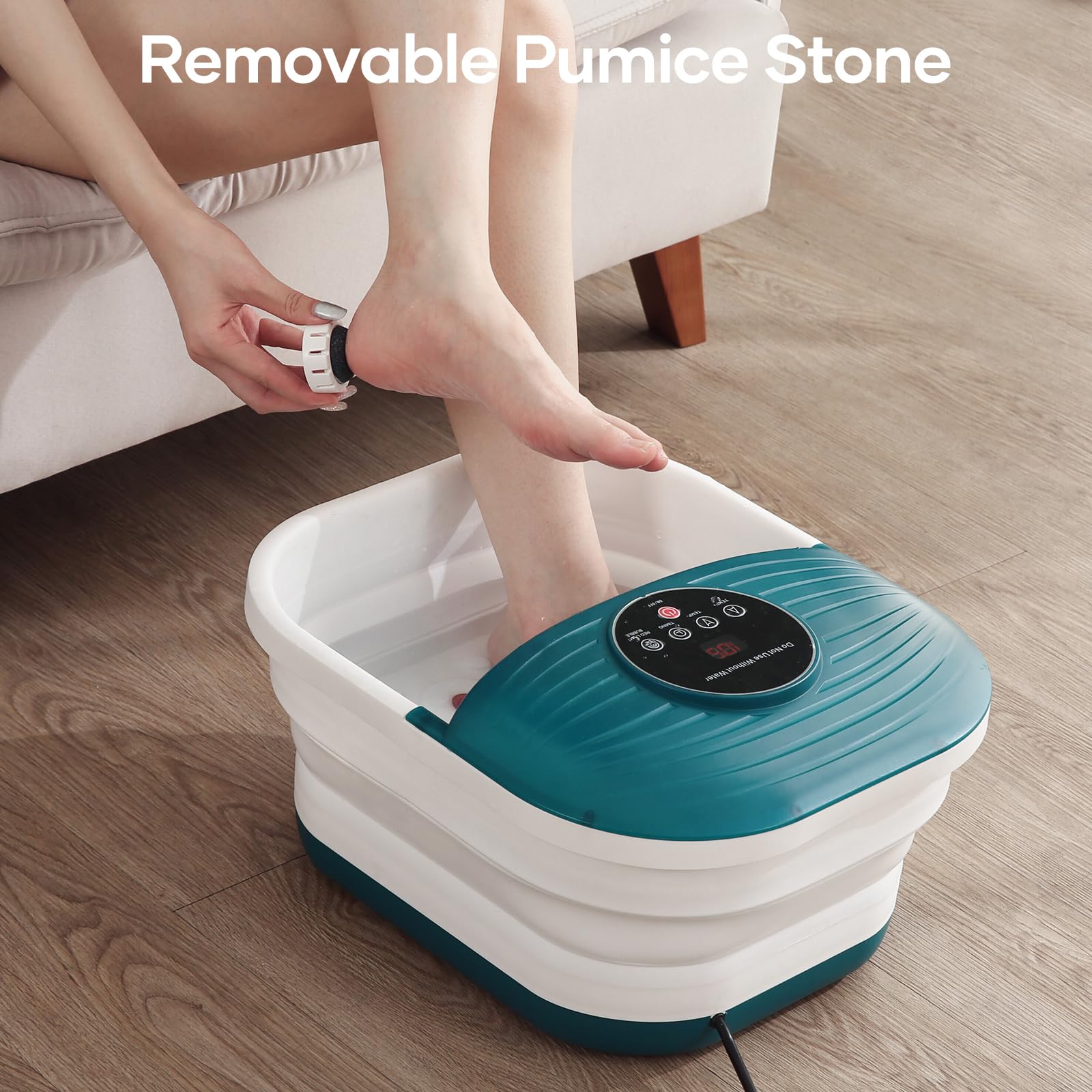 Masajeador Plegable de Spa con Calor Ajustable y Rodillos de Masaje para Pies en Casa