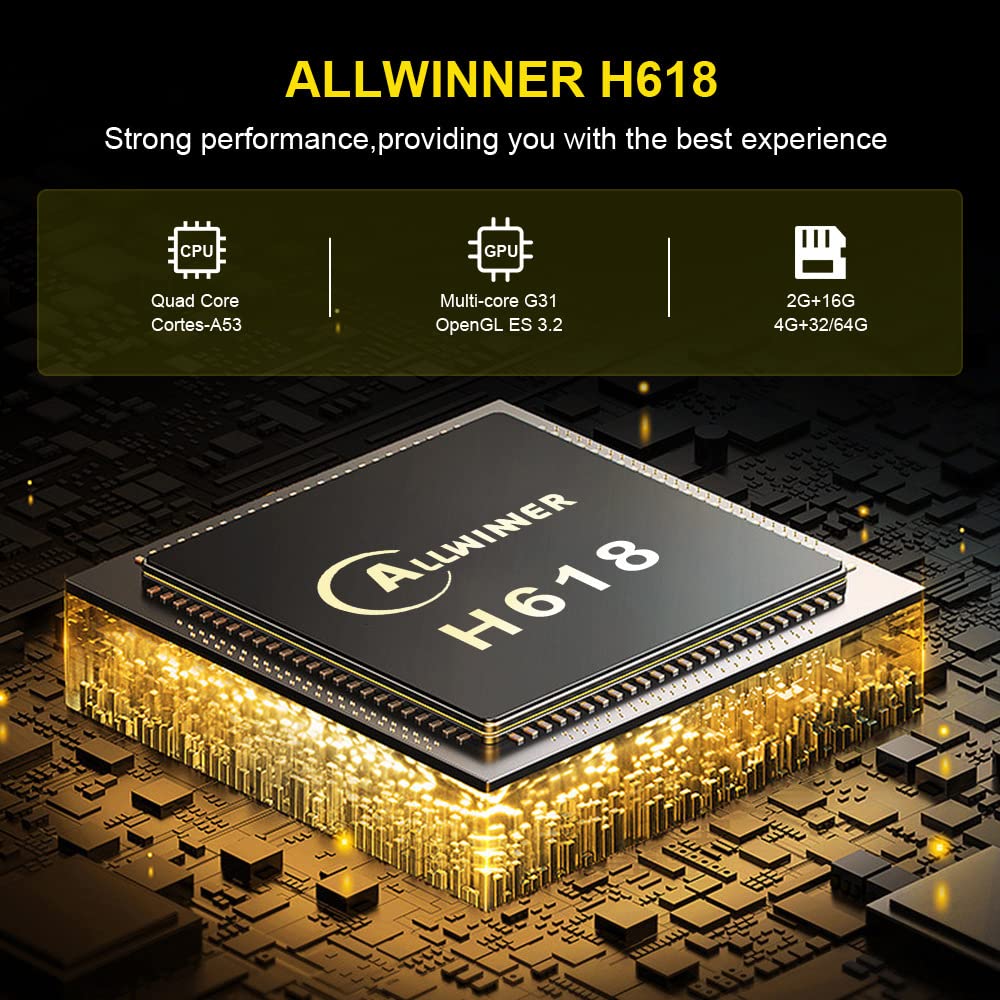 Caja de TV Android 12.0, HK1 RBOX 4 GB RAM 64 GB ROM H618 Quad-Core 64 bits CPU compatible con WiFi6 Dual 2.4G/5.8GHZ Ethernet BT4.2 4K 6K HDR10+ Ultra HD Smart Home Player