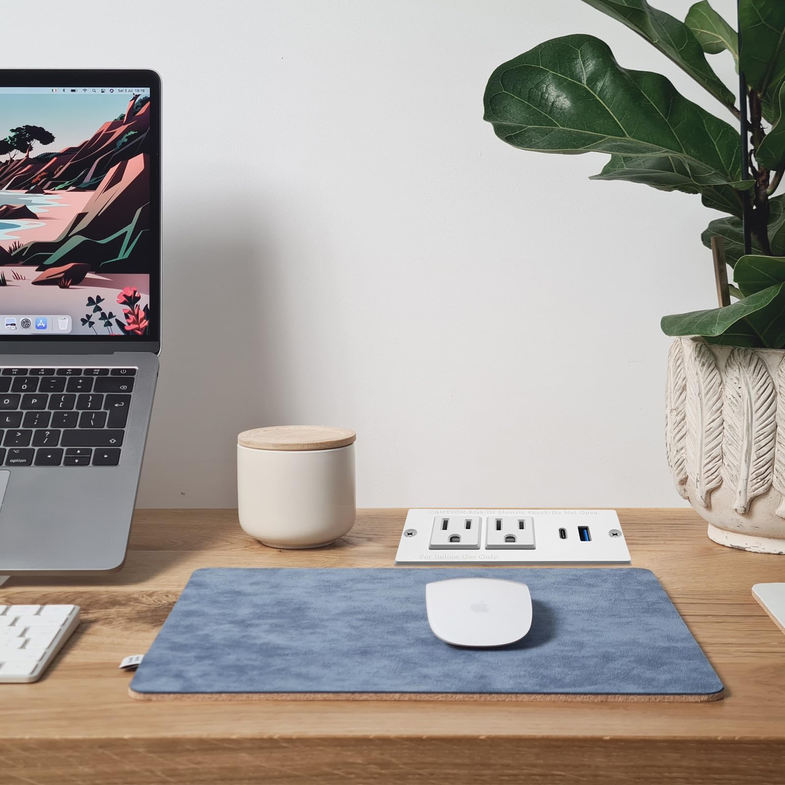 4 LEAF Tira Alimentación Empotrada USB C Carga Rápida 2 Toma 2 USB (PD20W y QC18W, Total 20W) Montaje Cable Extensión Enchufe Plano para Mesa de Sofá, Gabinete Mesita de Noche (USB C Blanco)
