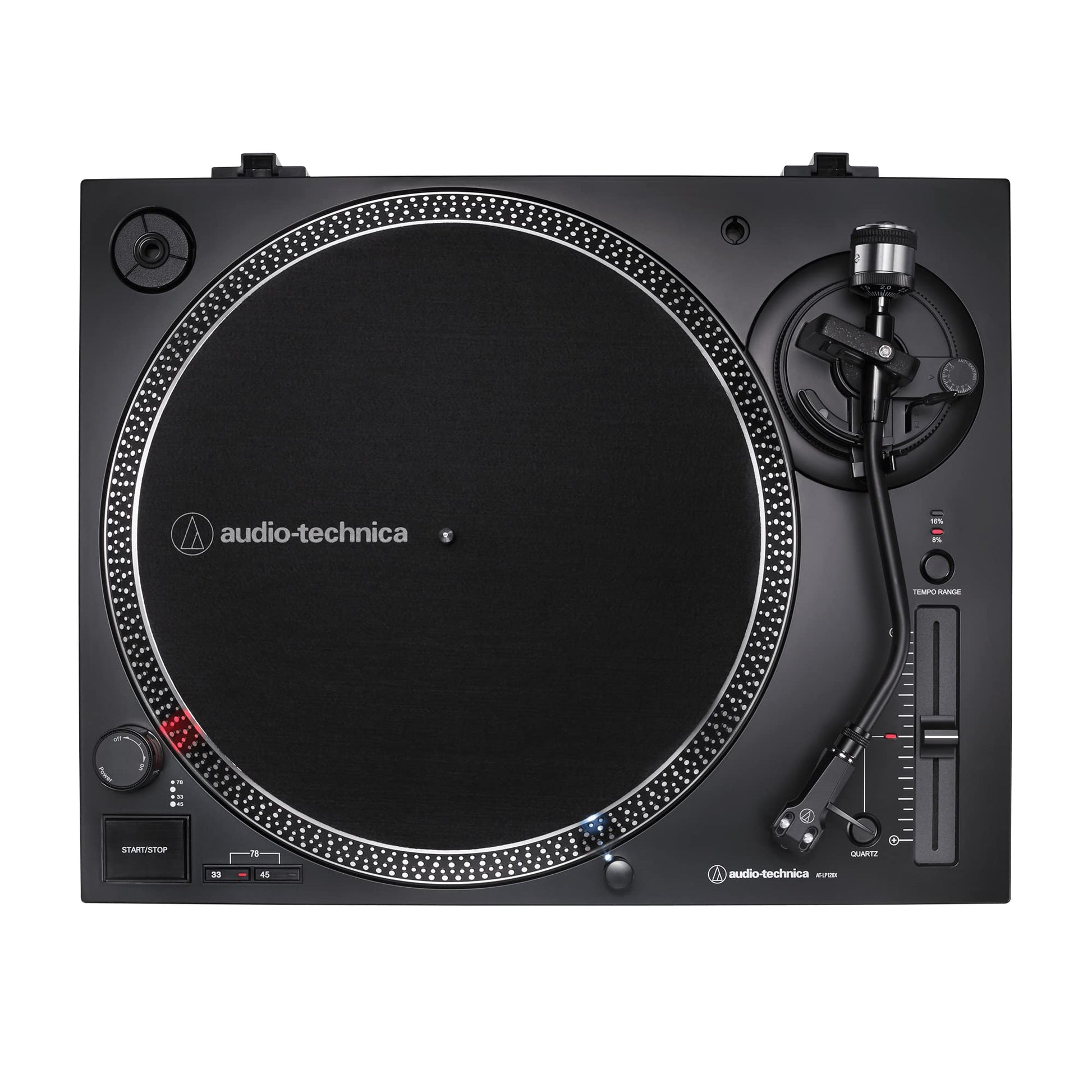 Audio-Technica - Tocadiscos AT-LP120XUSB-BK con accionamiento directo (analógico y USB), totalmente manual, alta fidelidad, 3 velocidades, convierte vinilo a digital, antipatinaje y control de tono variable, negro