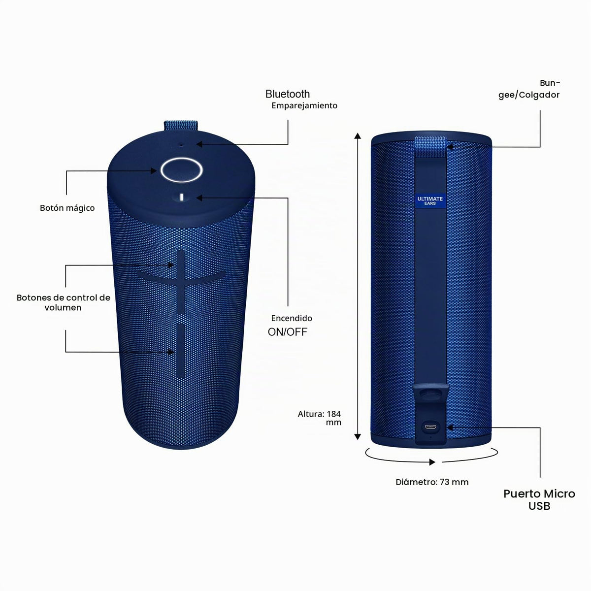 Bocina Portátil Bluetooth Ultimate Ears Boom 3 Azul con Graves Profundos e Impermeabilidad IP67