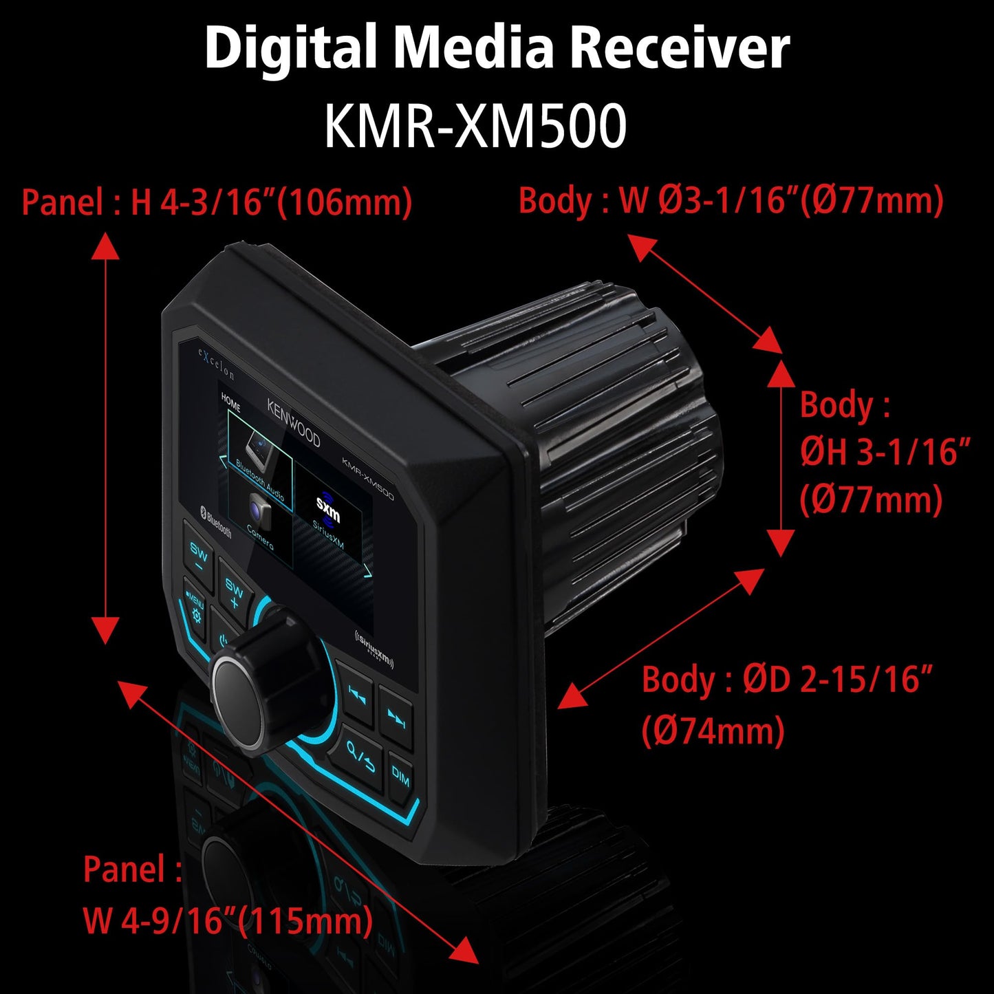 Kenwood KMR-XM500 eXcelon Marine & Motorsport Receptor de Medios Digitales Impermeable con Resistencia a la Corrosión y Bluetooth