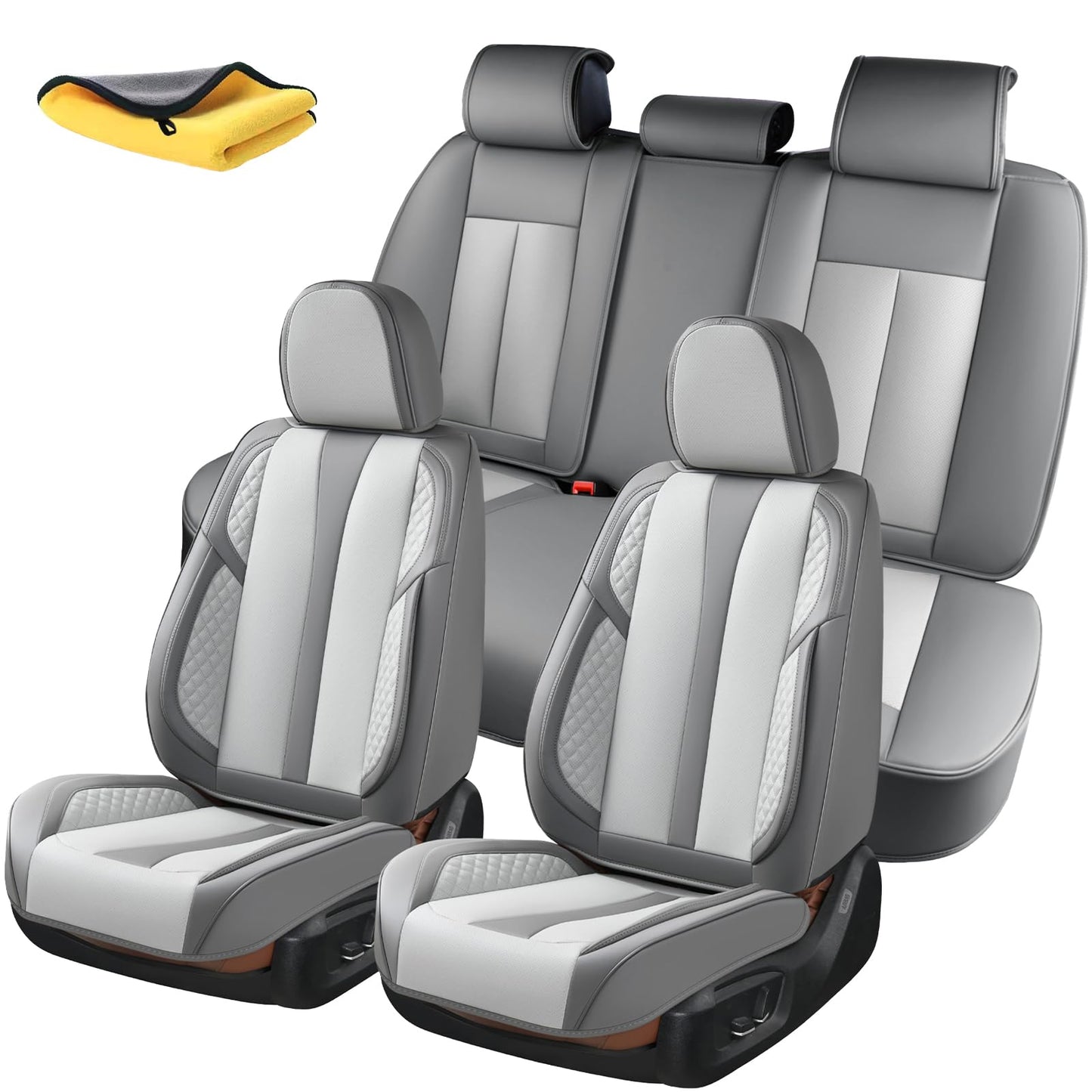 KEYOOG - Juego completo de fundas de asiento de coche de 5 plazas, impermeables y transpirables, para asientos delanteros y traseros de automóviles, compatible con bolsas de aire, fundas protectoras