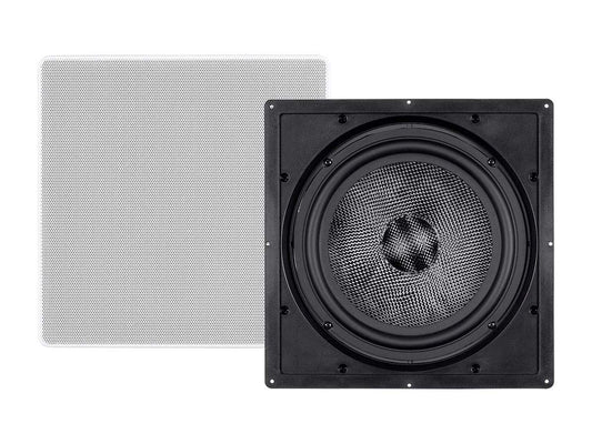 Mono Carbon Fiber In-Wall Speaker - 10 Inch (Each) 300 Watt Subwoofer, Easy Install For Home Theater - Alpha Series