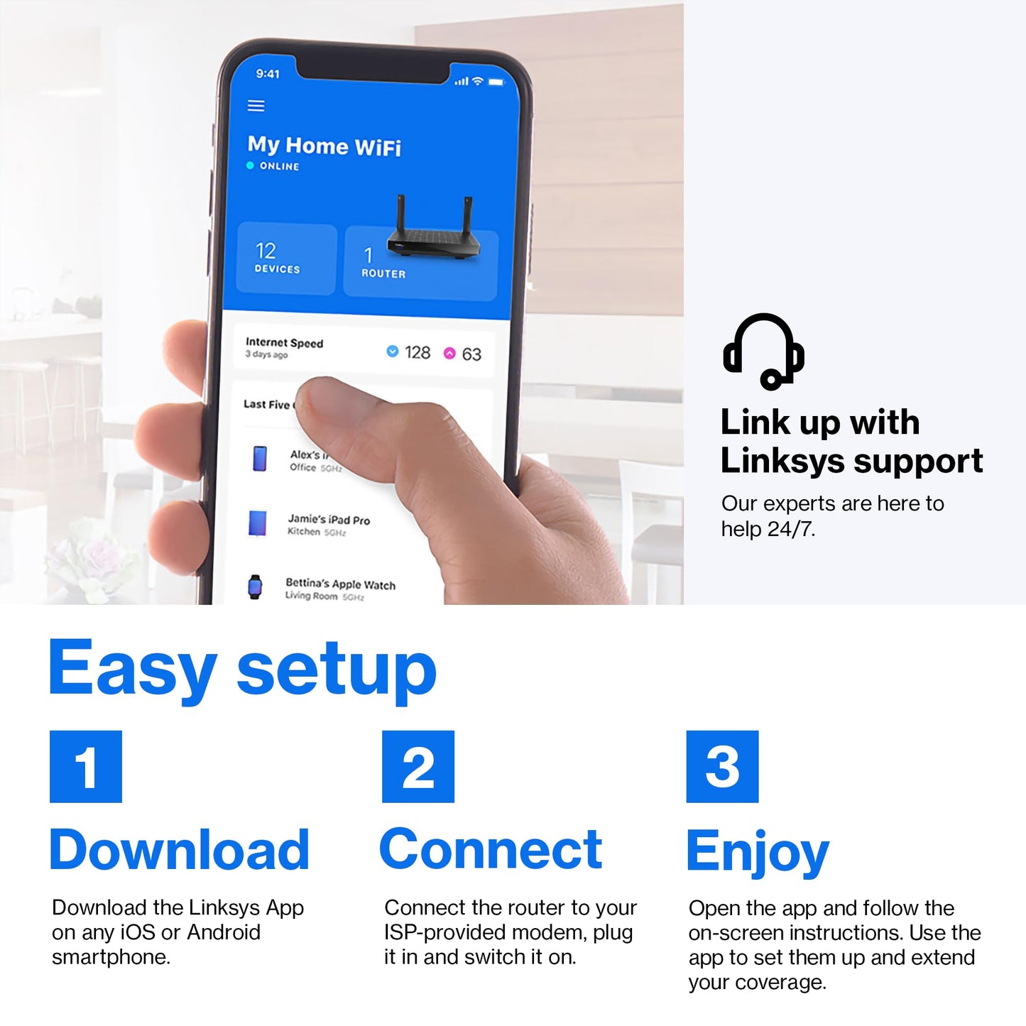 Linksys MR20EC | Router WiFi 6 de Malla de Doble Banda | Velocidades 3.0 (AX3000) | Conecta más de 25 Dispositivos | Cobertura de 2.000 pies Cuadrados | Garantía de 18 Meses