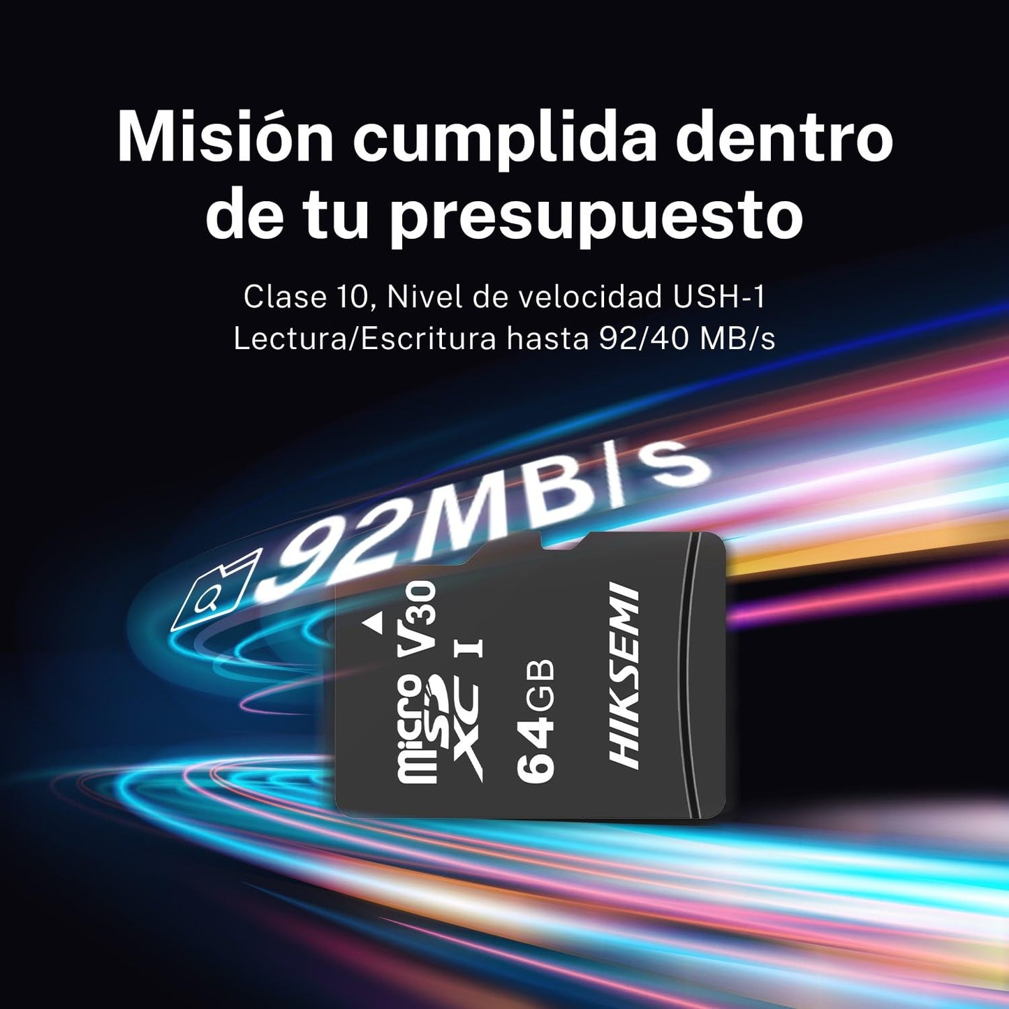 HIKSEMI Tarjeta de Memoria C1, MicroSDXC con Adaptador SD, UHS-I, C10, U1, V30, Lectura: 92MB/s, Clase 10, Diseñada para Uso 24/7 (1 Pack, 64GB)
