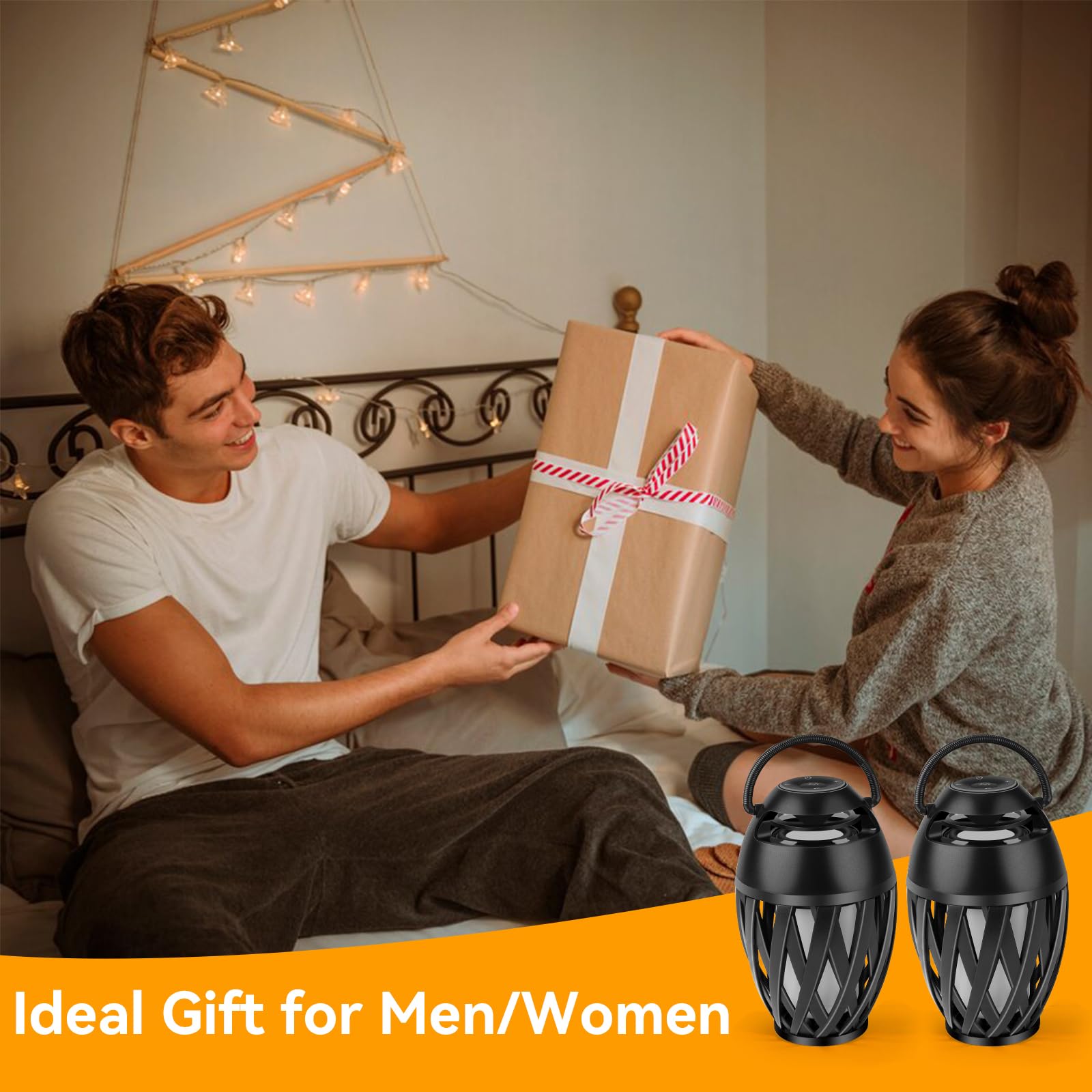 Altavoz Bluetooth para exteriores con efecto de llama parpadeante LED, regalo para hombres, sonido estéreo HD, IPX5, impermeable, portátil, antorcha Tiki, decoración para fiestas, patio, jardín con
