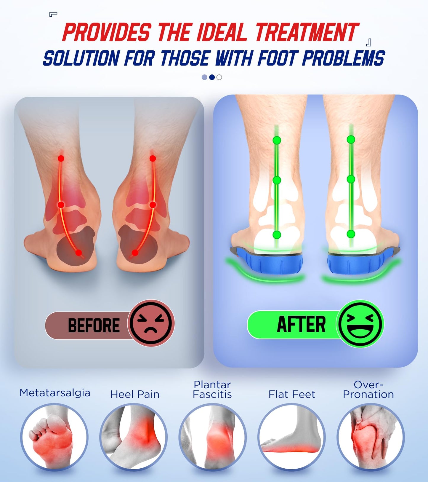 Plantillas de Fascitis Plantar NEUPU Negras Soporte de Arco Alto para Hombre y Mujer